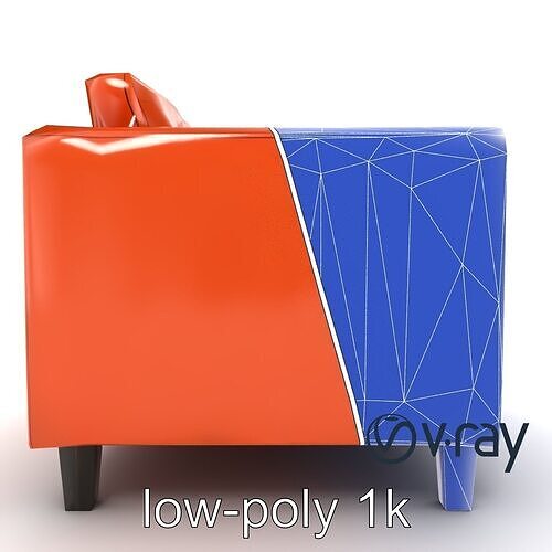 Brown Leather Armchair Interior model pack Low-poly 3D model