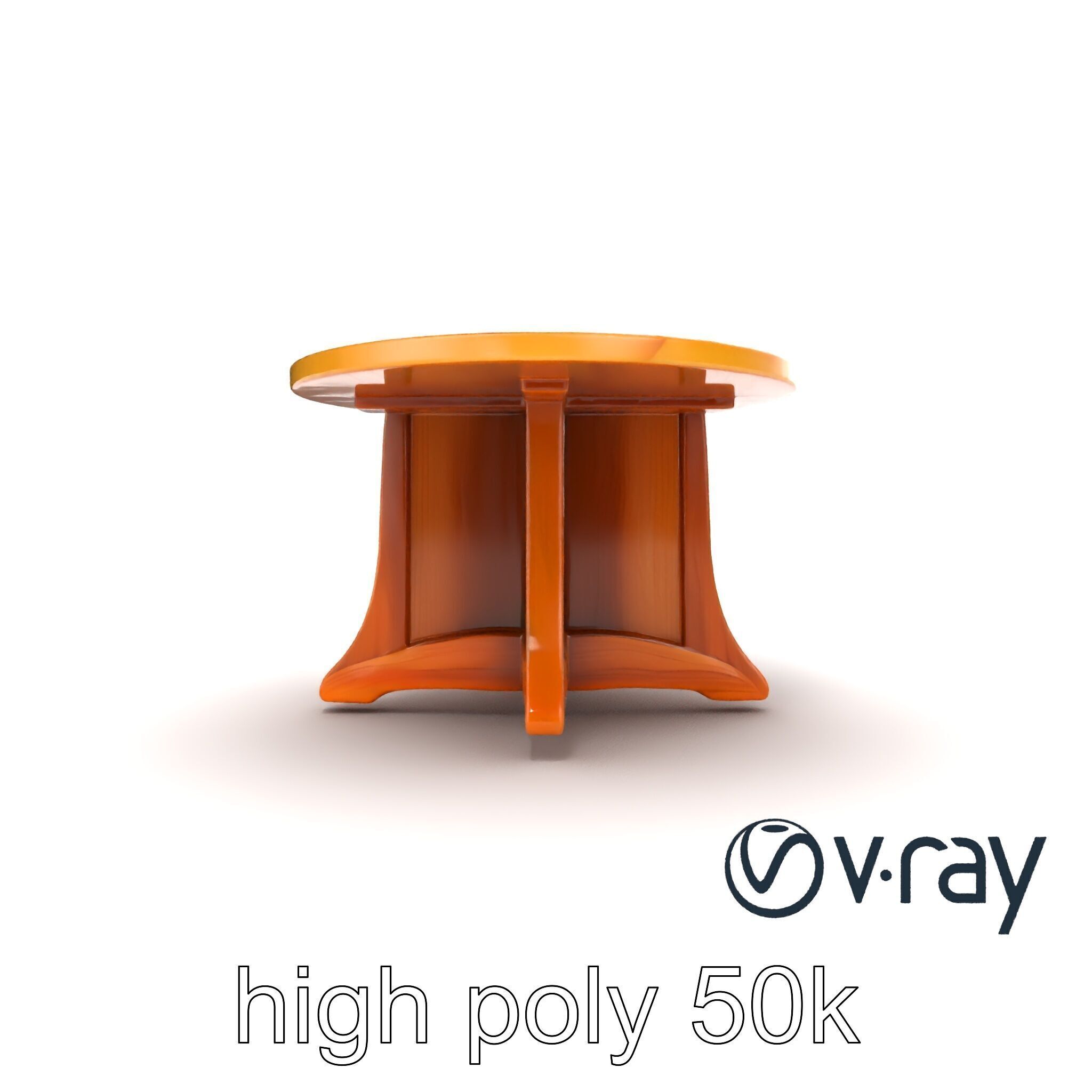 Round Wooden Dining Table model pack Low-poly 3D model_15