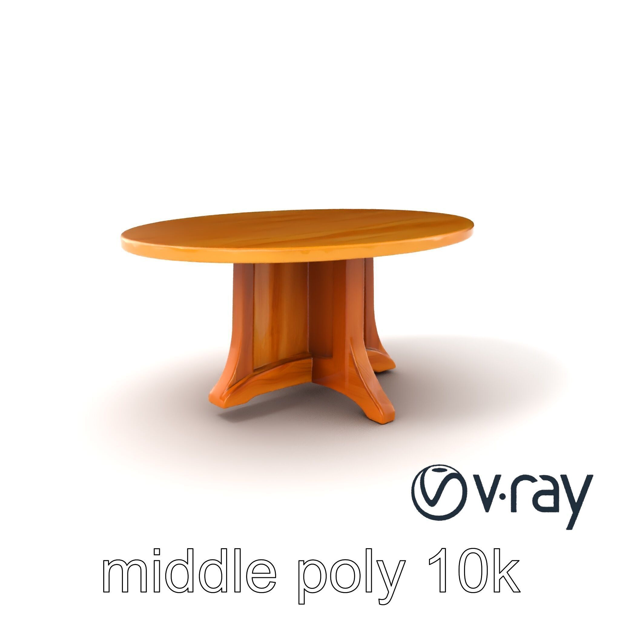 Round Wooden Dining Table model pack Low-poly 3D model_9