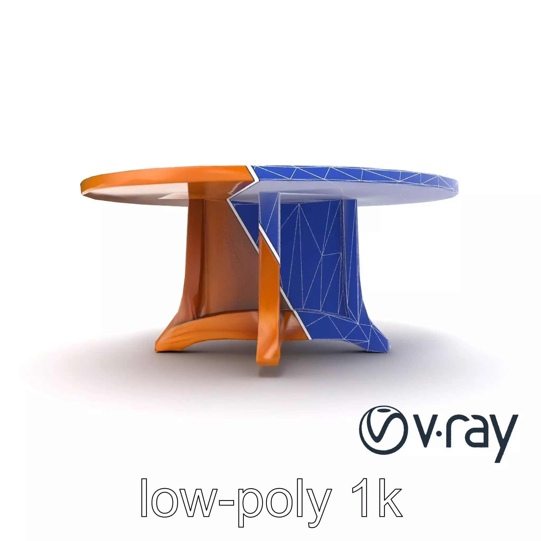 Round Wooden Dining Table model pack Low-poly 3D model_0