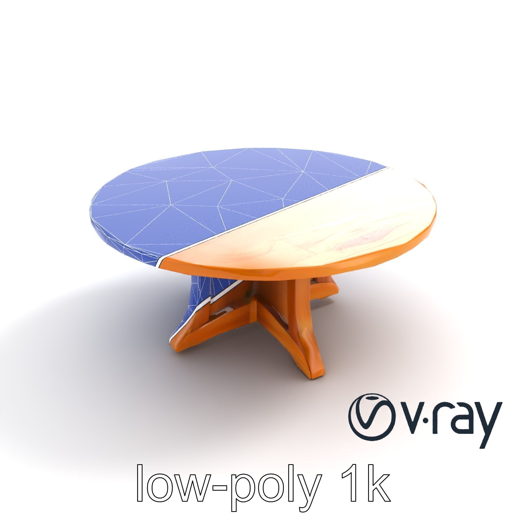 Round Wooden Dining Table model pack Low-poly 3D model_31