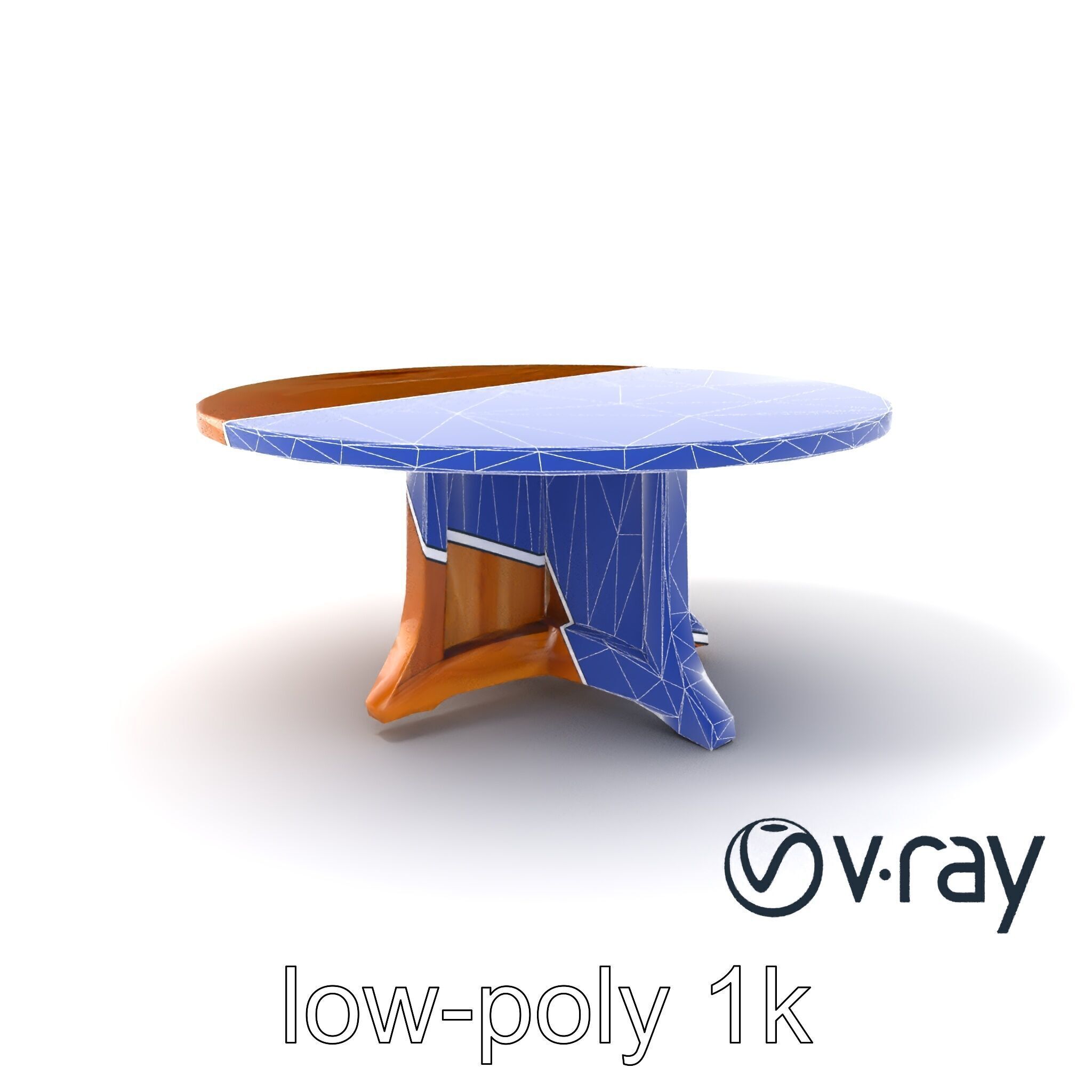 Round Wooden Dining Table model pack Low-poly 3D model_29