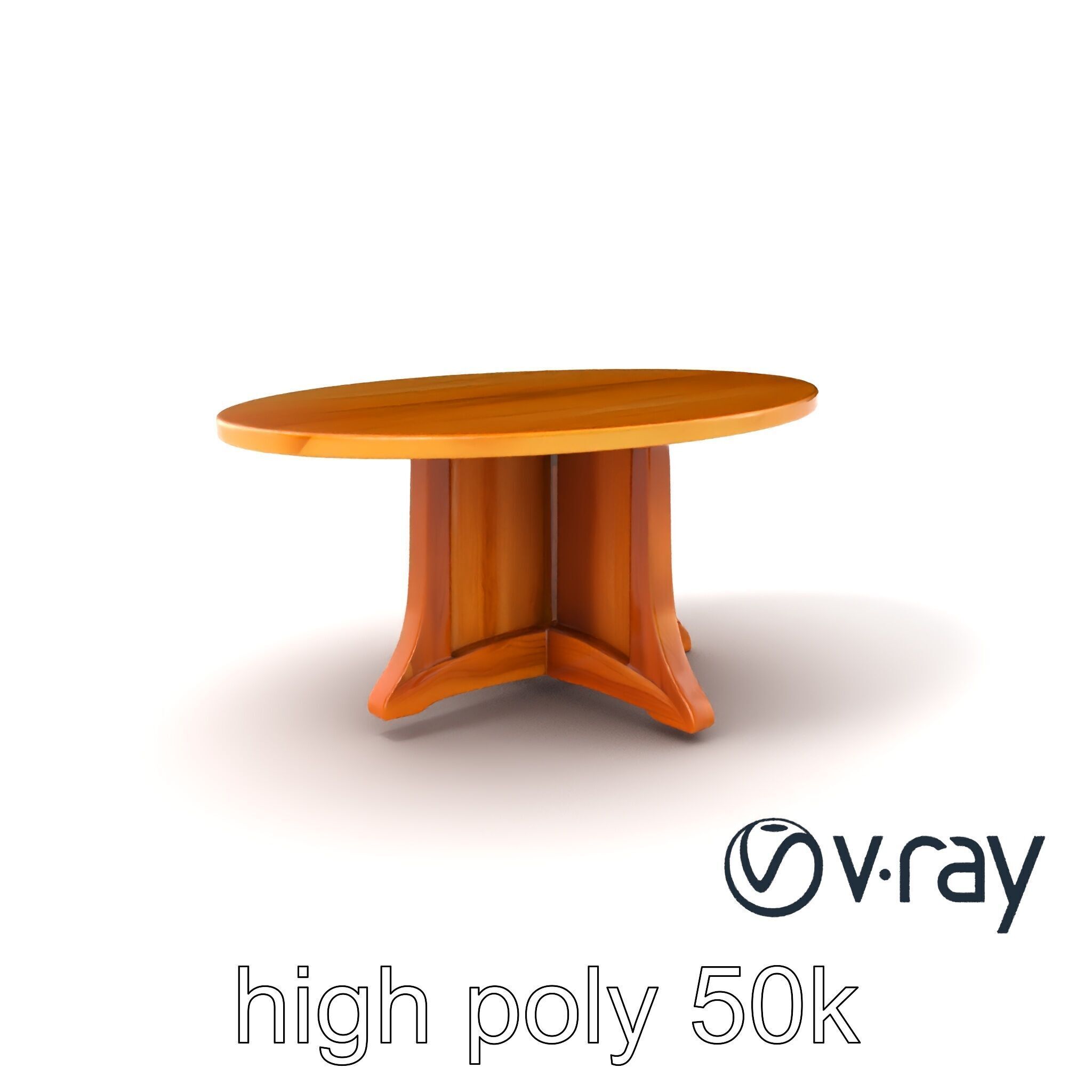 Round Wooden Dining Table model pack Low-poly 3D model_8