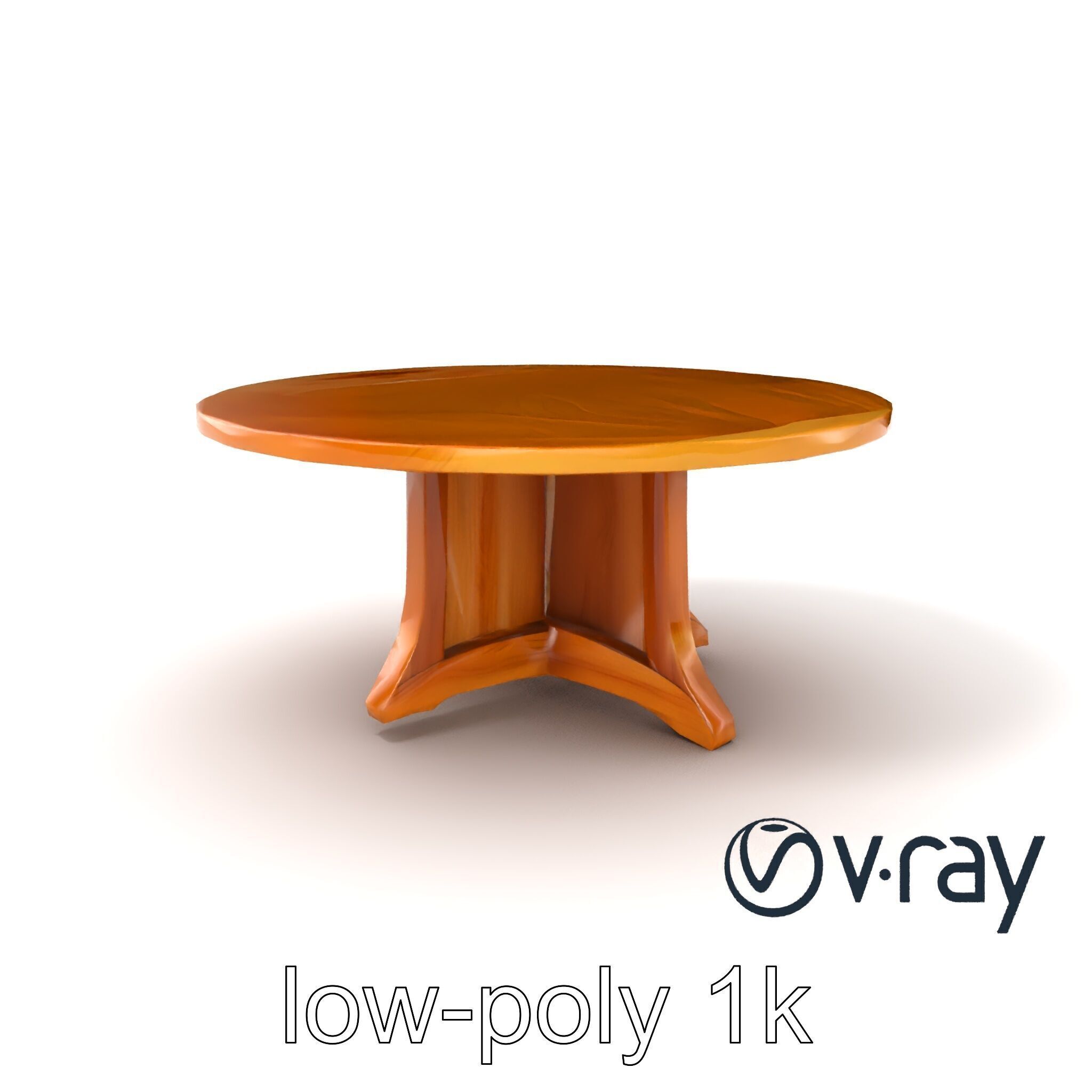 Round Wooden Dining Table model pack Low-poly 3D model_10