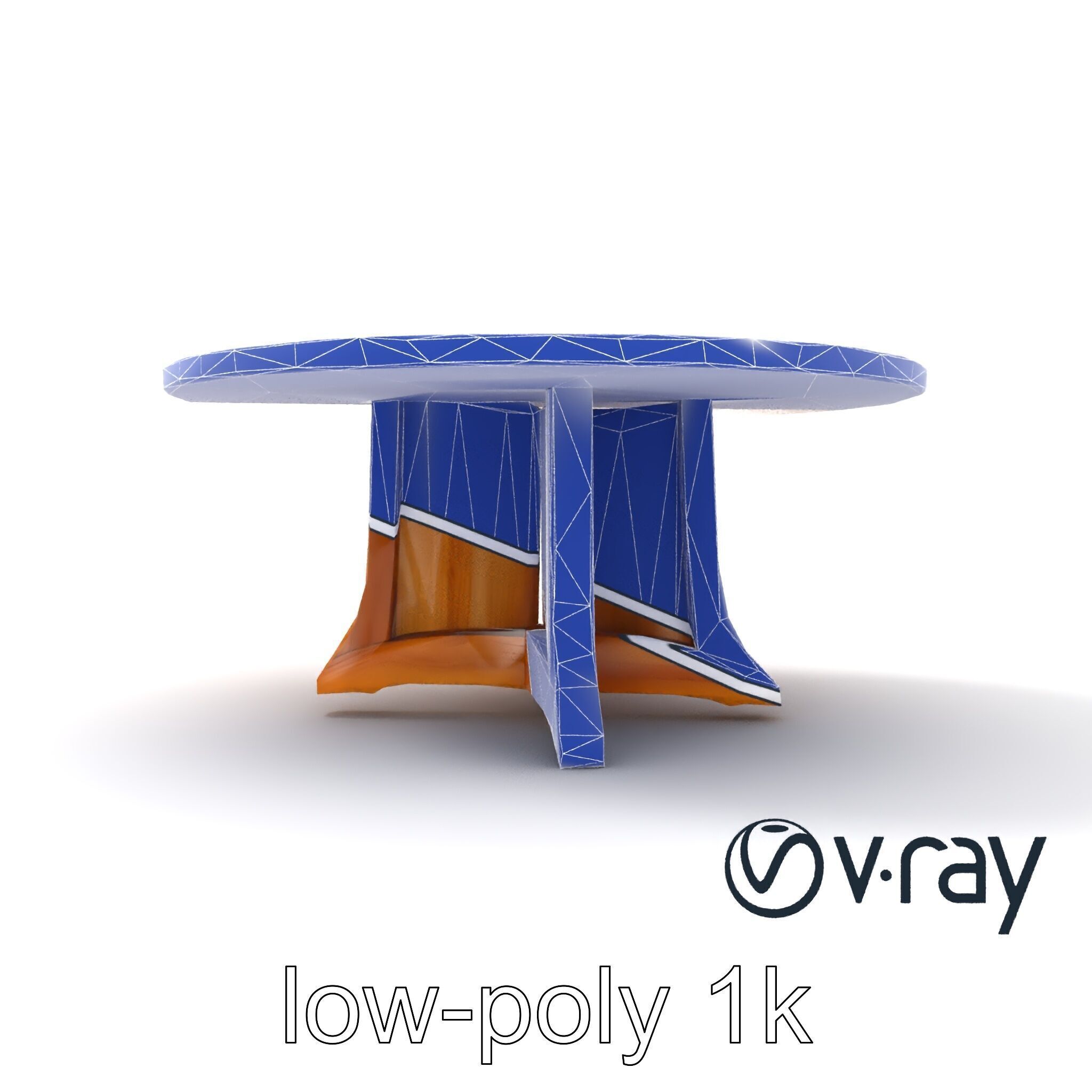 Round Wooden Dining Table model pack Low-poly 3D model_35
