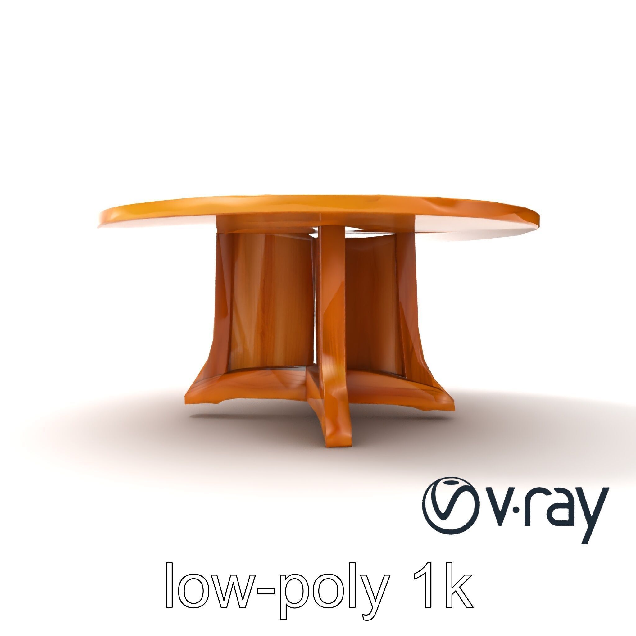 Round Wooden Dining Table model pack Low-poly 3D model_23