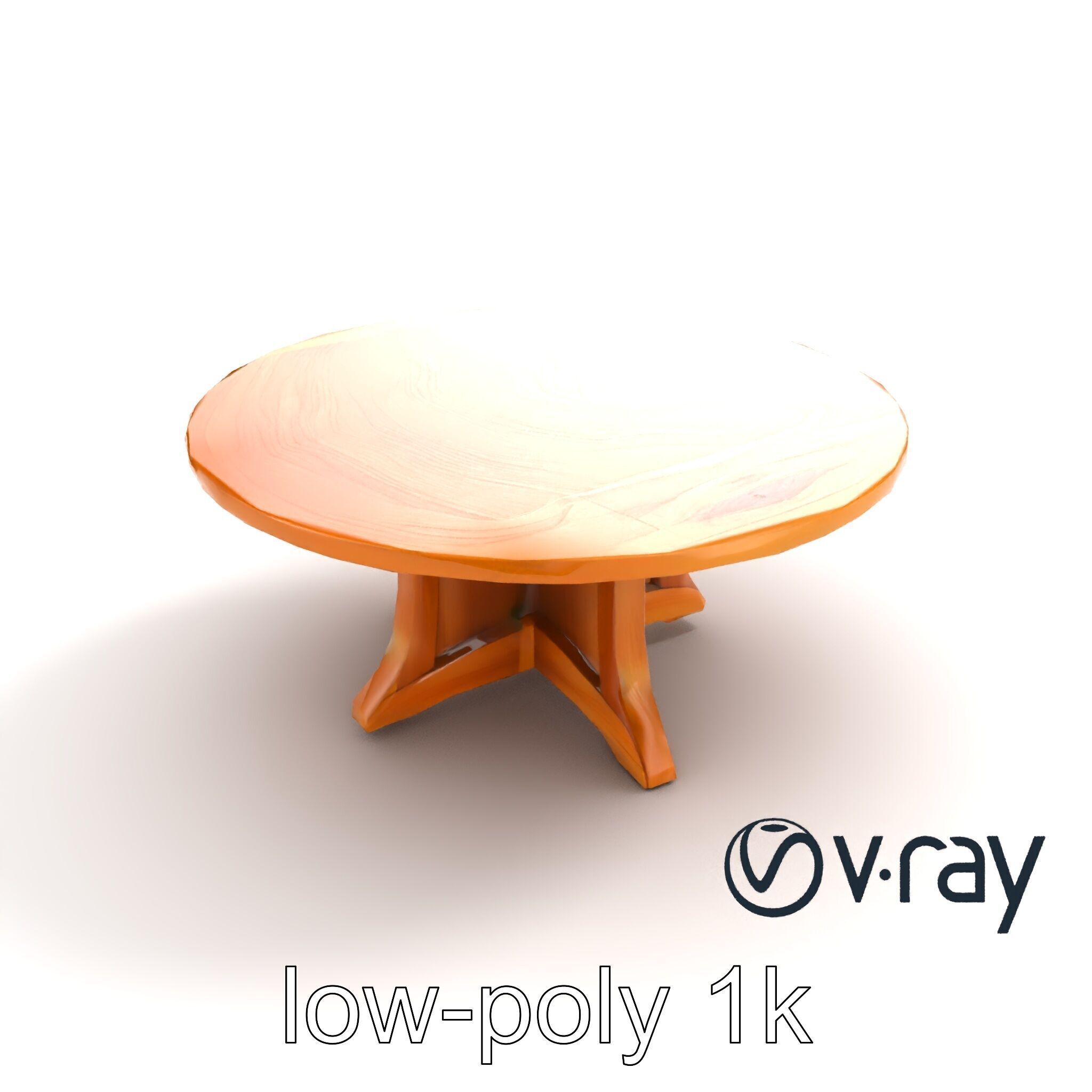 Round Wooden Dining Table model pack Low-poly 3D model_27