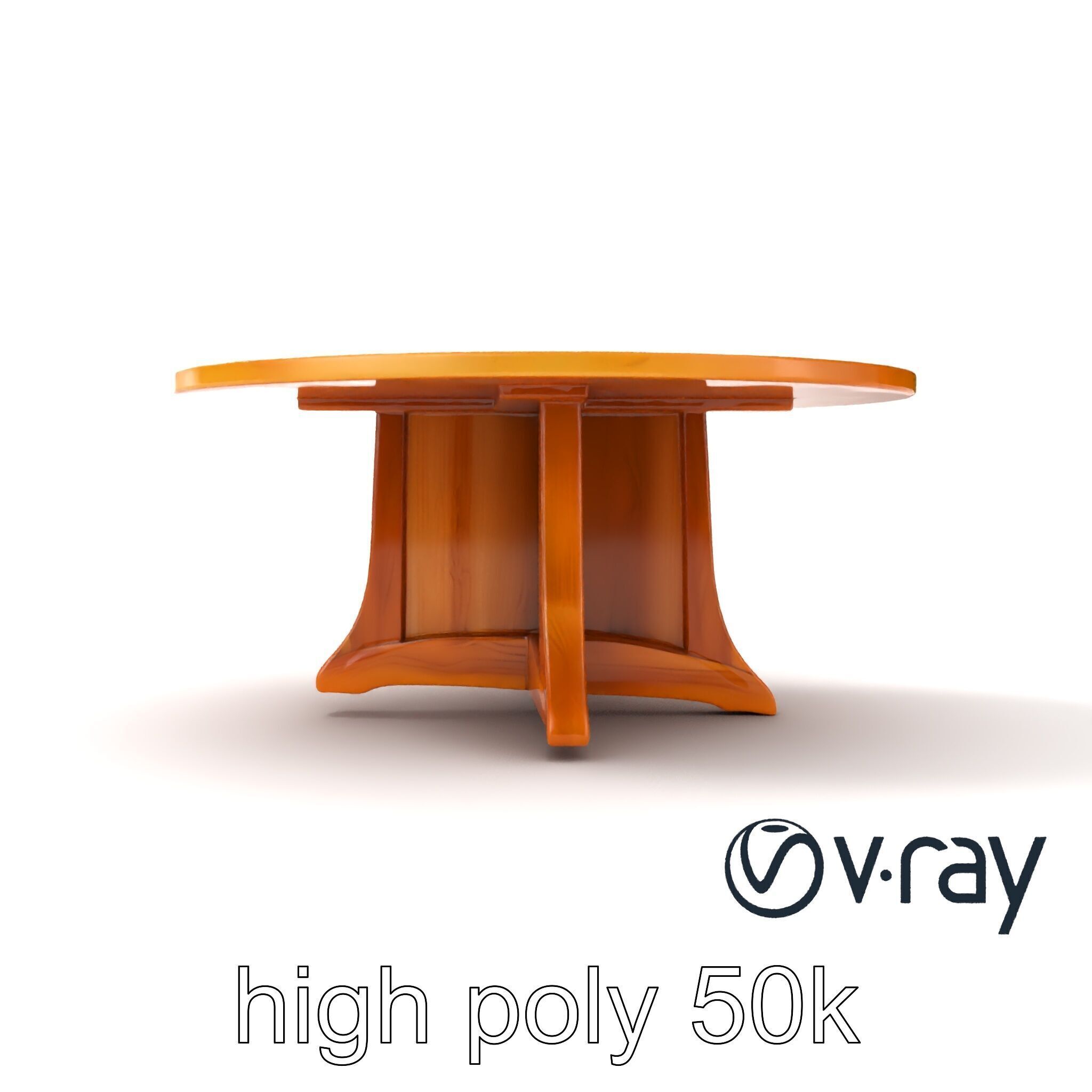 Round Wooden Dining Table model pack Low-poly 3D model_36