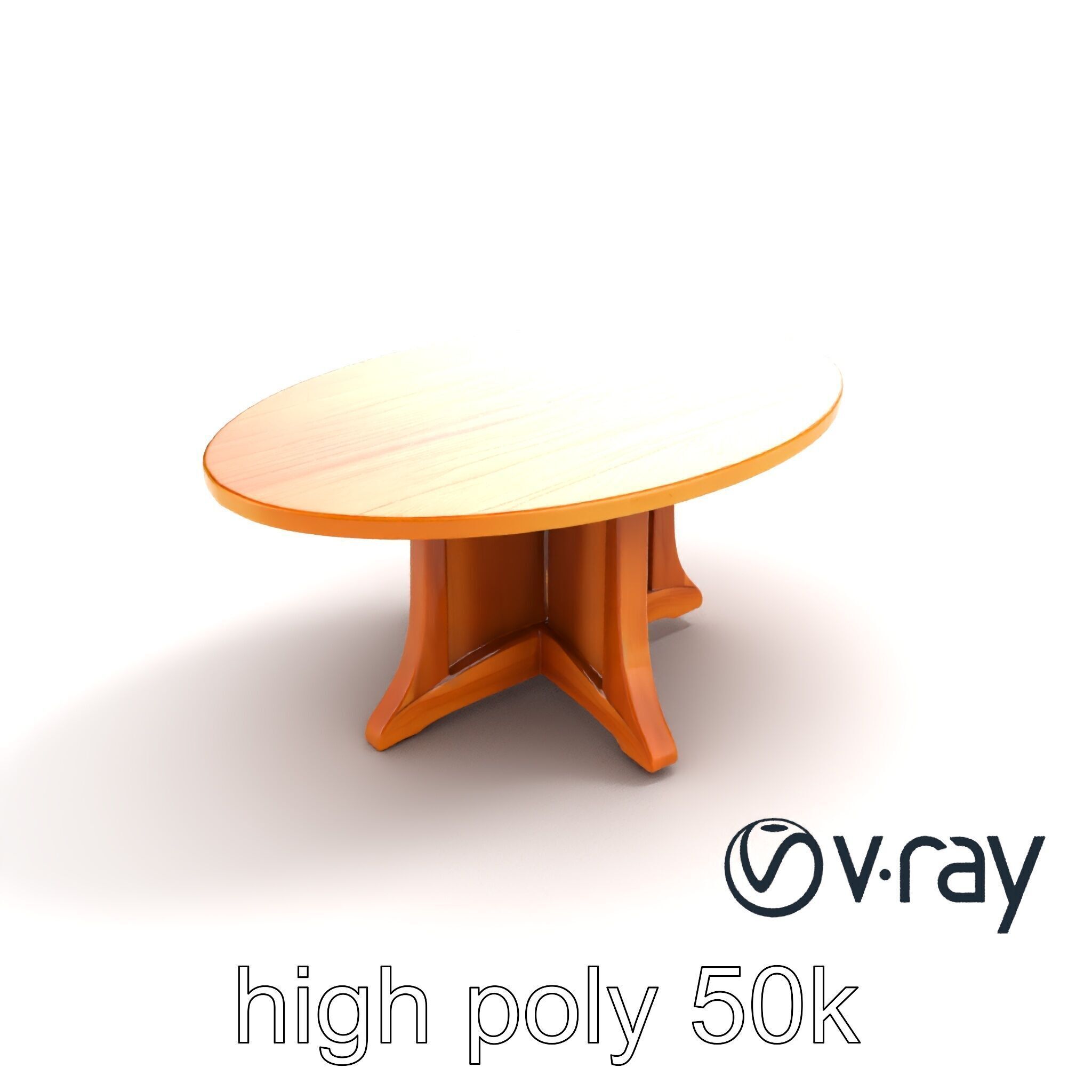 Round Wooden Dining Table model pack Low-poly 3D model_11