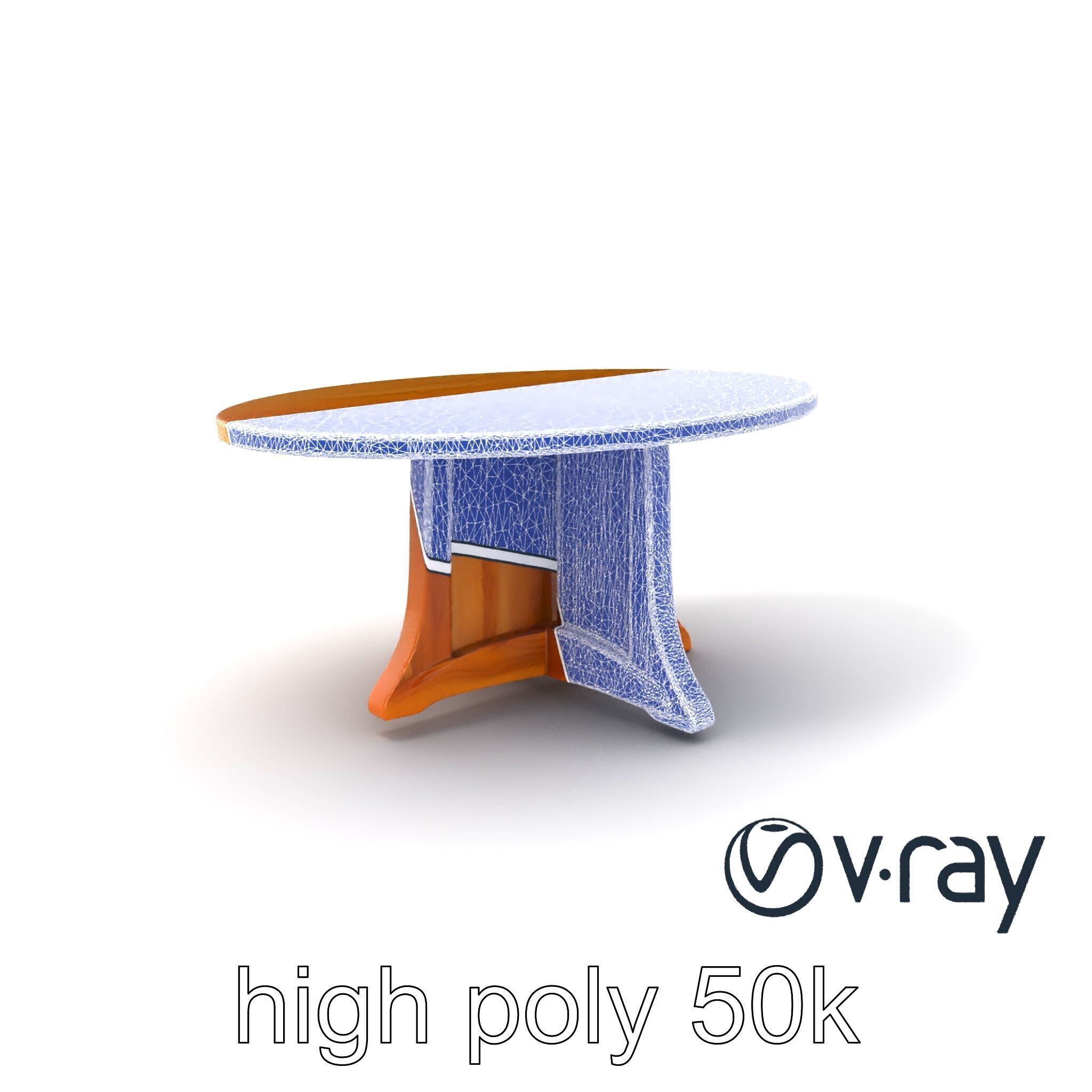 Round Wooden Dining Table model pack Low-poly 3D model_32