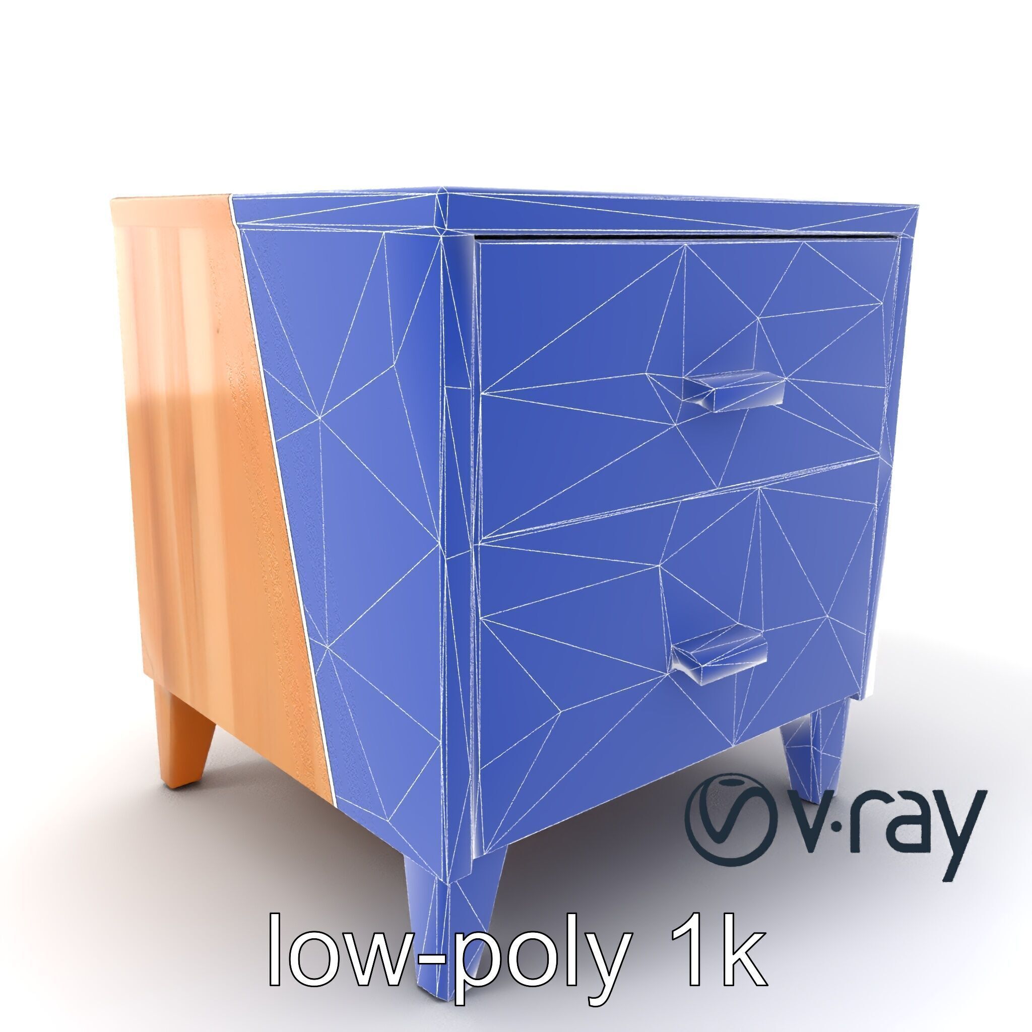Modern Bedside Table with Drawers model pack Low-poly 3D model_22