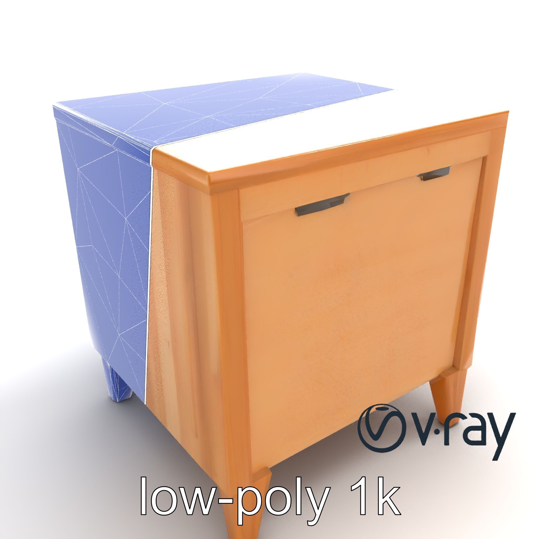Modern Bedside Table with Drawers model pack Low-poly 3D model_25