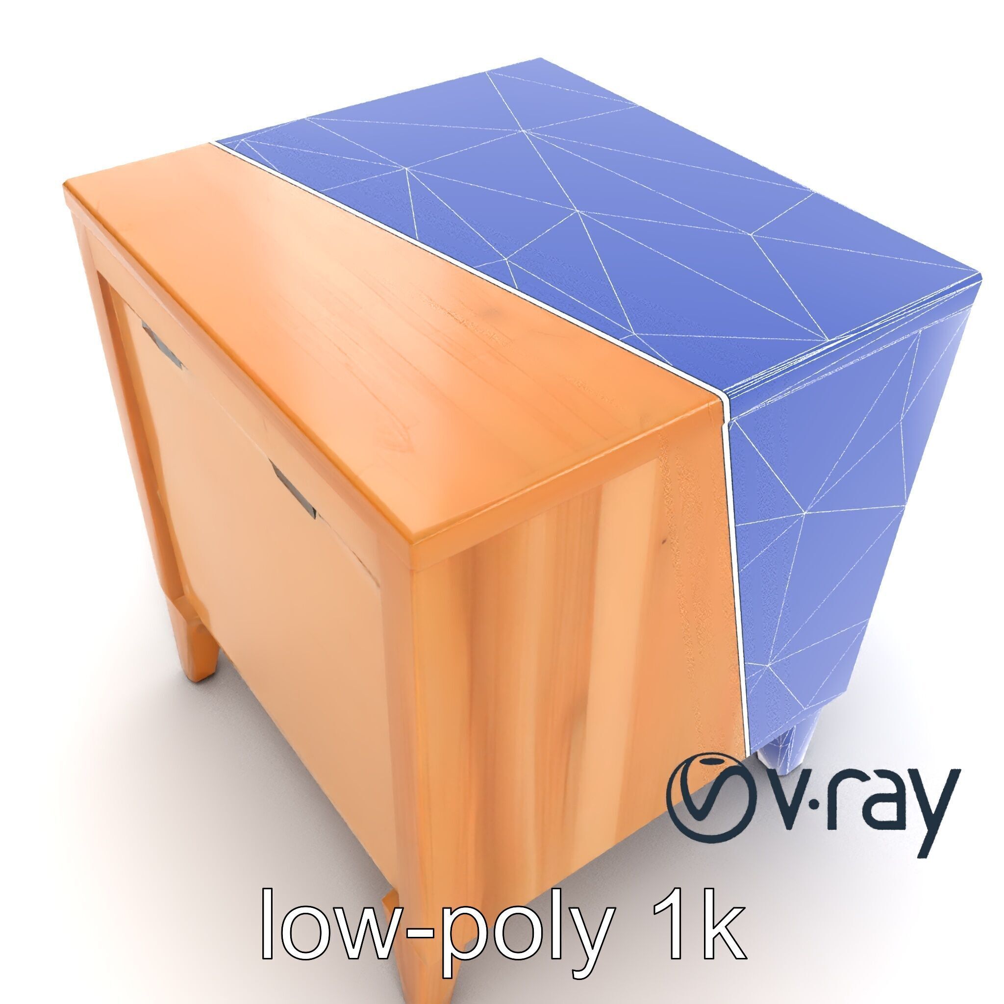 Modern Bedside Table with Drawers model pack Low-poly 3D model_31