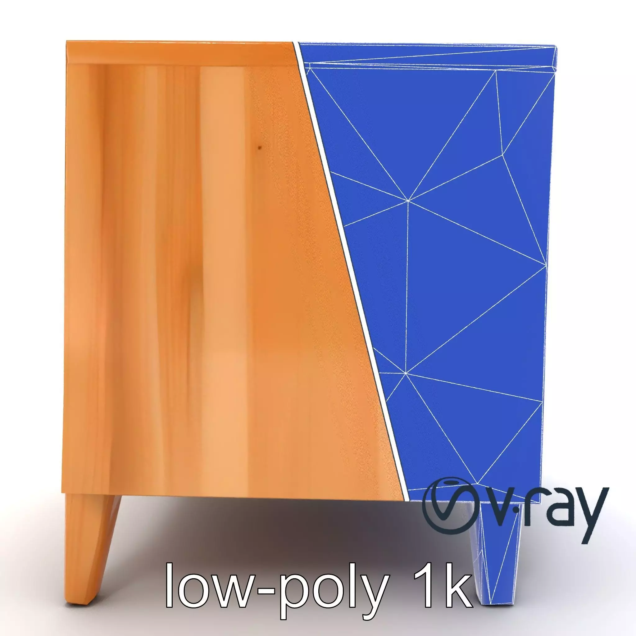 Modern Bedside Table with Drawers model pack Low-poly 3D model_0