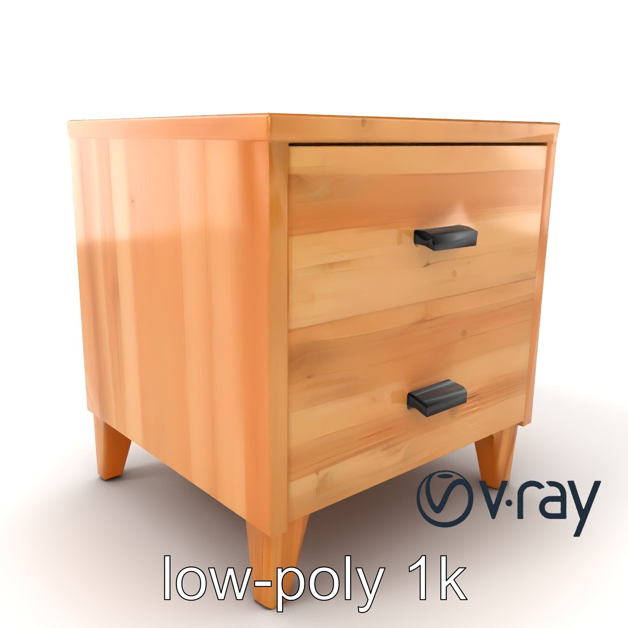 Modern Bedside Table with Drawers model pack Low-poly 3D model_10