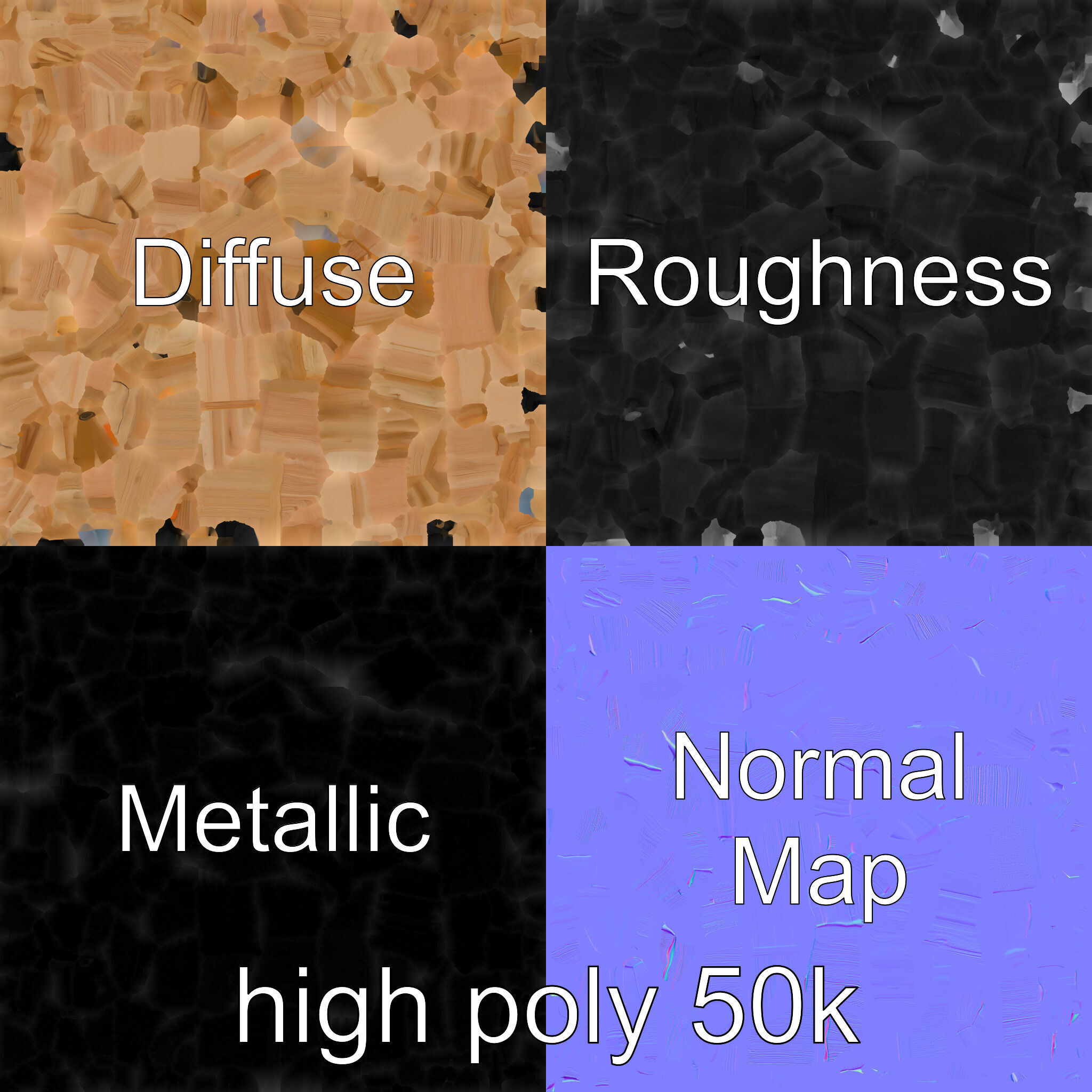 Modern Bedside Table with Drawers model pack Low-poly 3D model_5