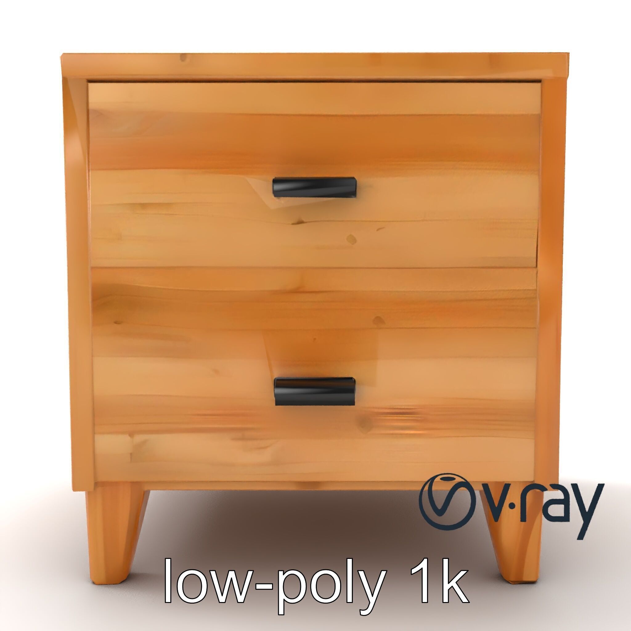 Modern Bedside Table with Drawers model pack Low-poly 3D model_24