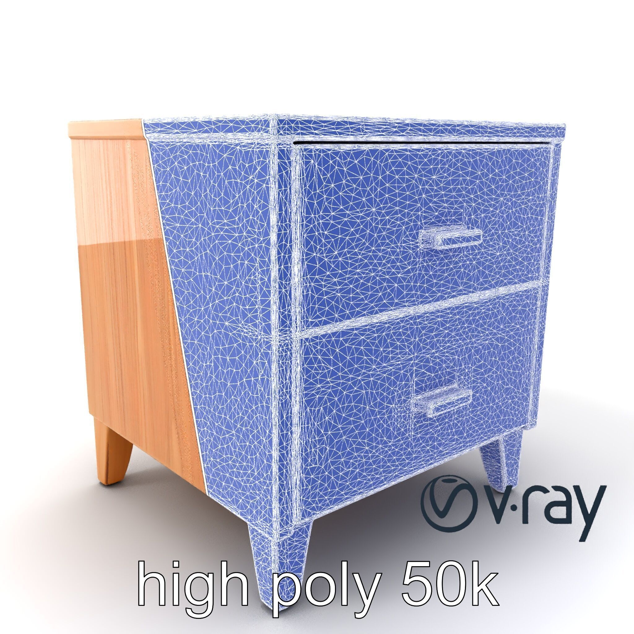 Modern Bedside Table with Drawers model pack Low-poly 3D model_33