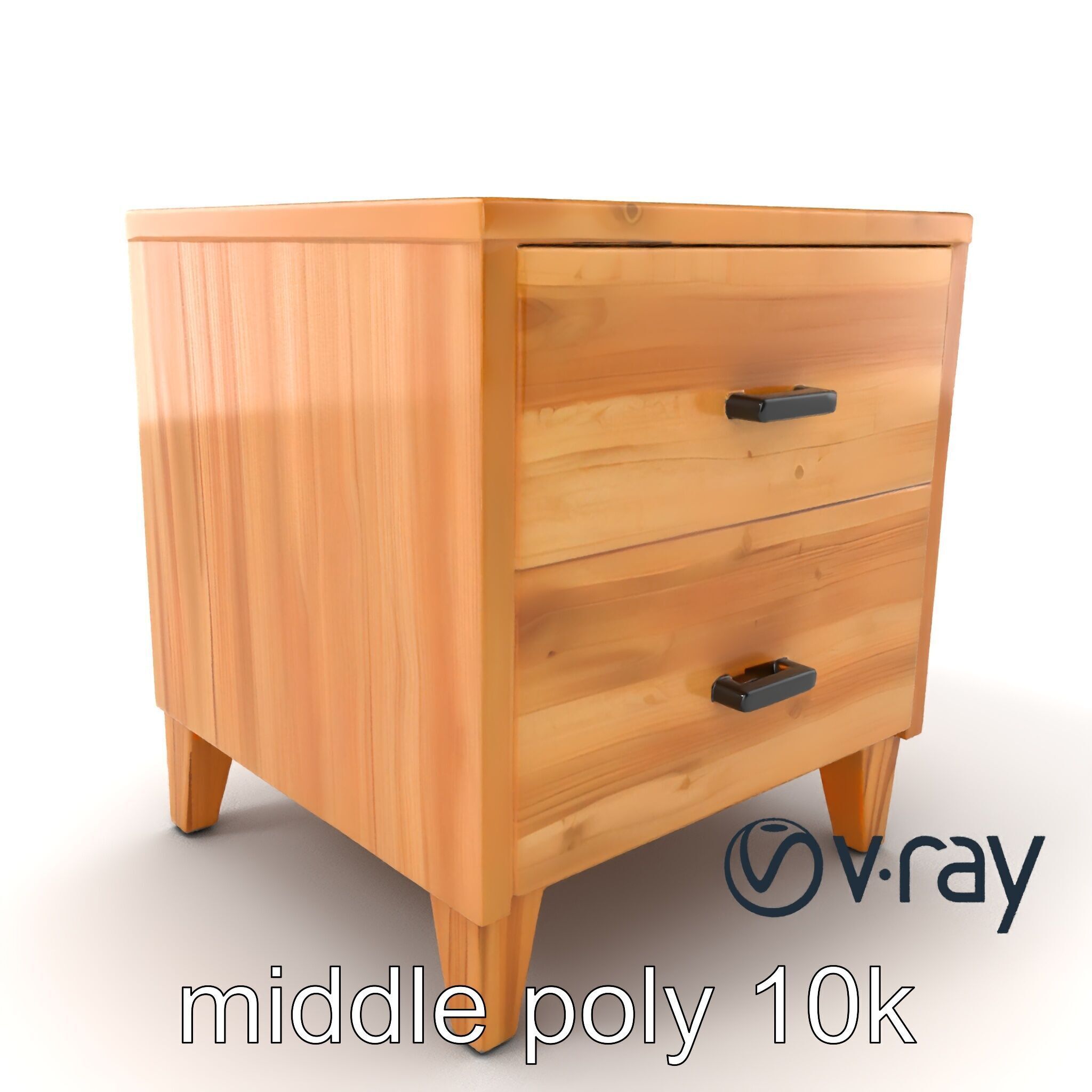 Modern Bedside Table with Drawers model pack Low-poly 3D model_9