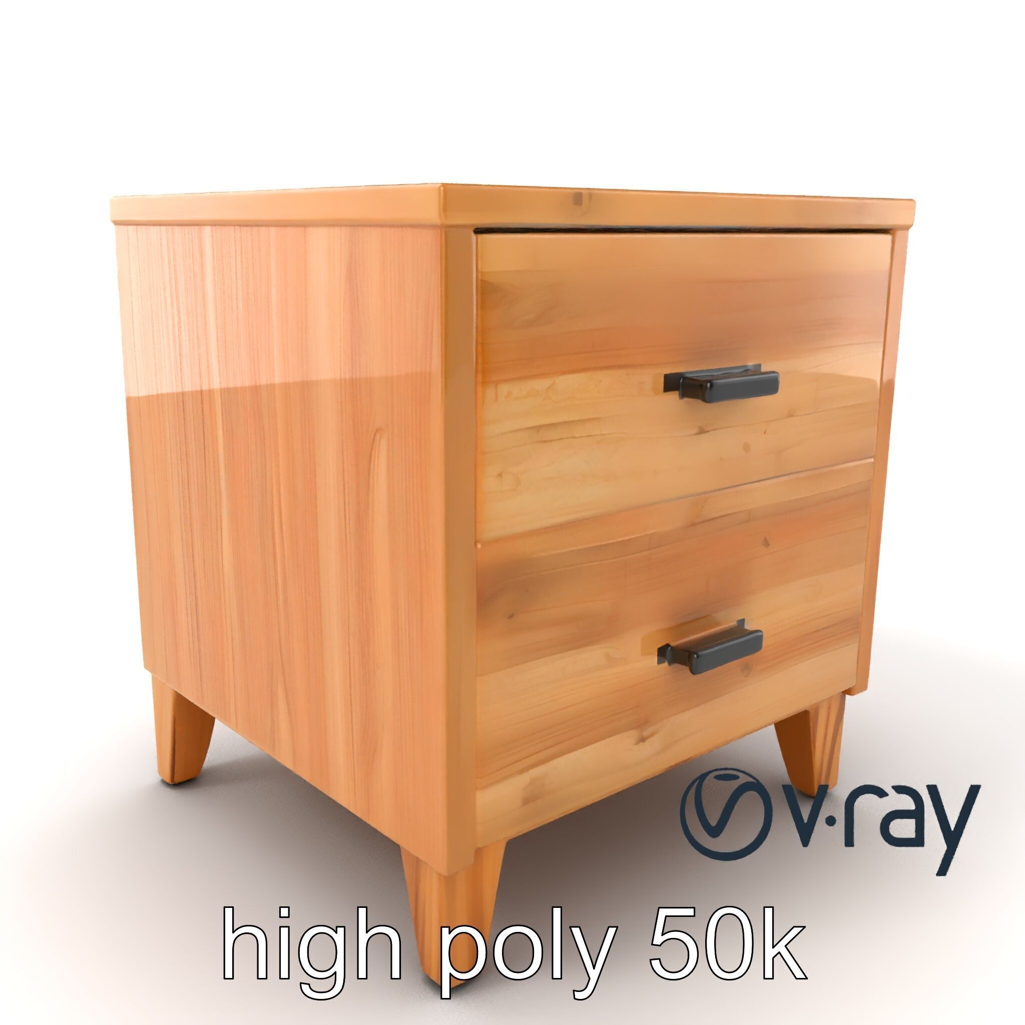 Modern Bedside Table with Drawers model pack Low-poly 3D model_8