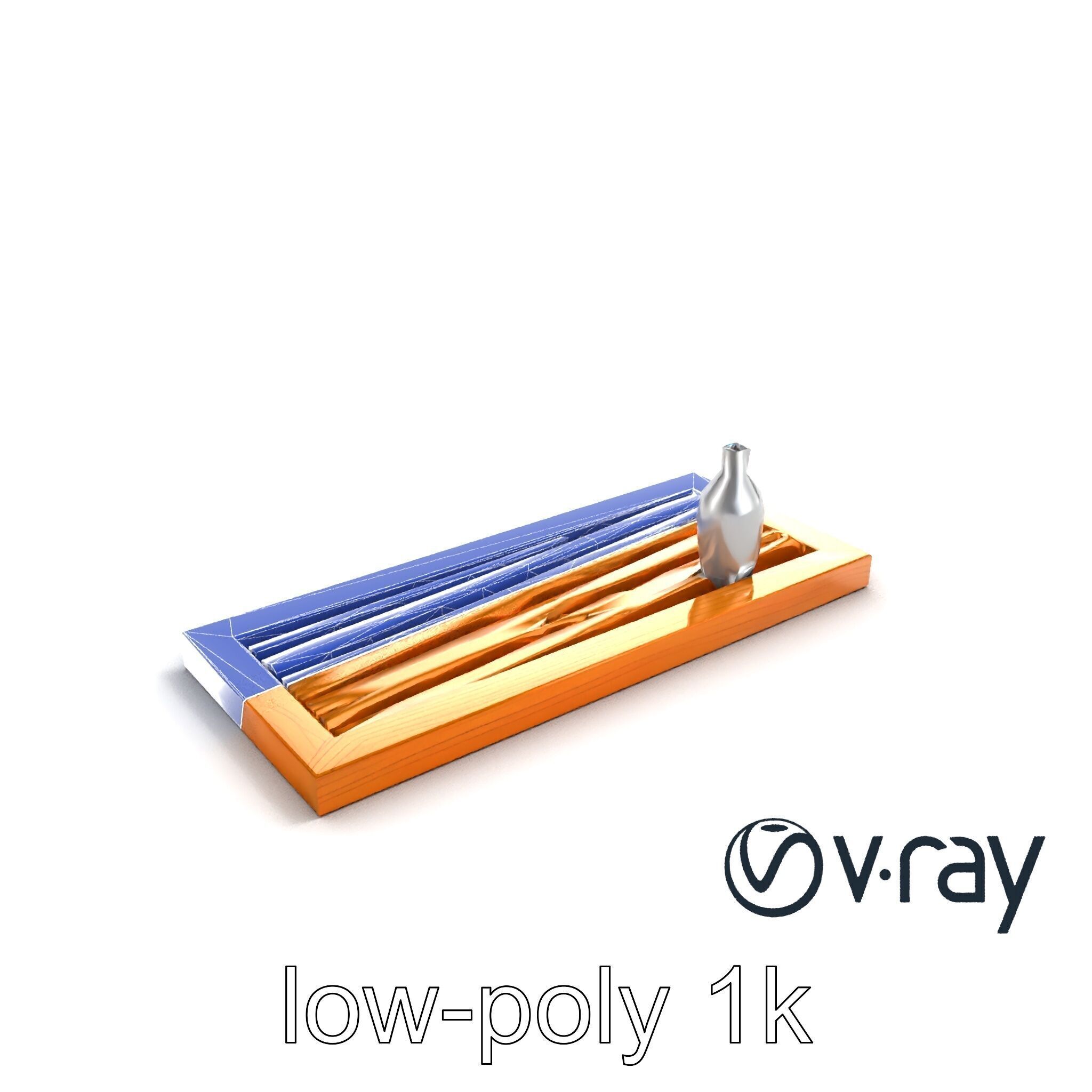 Modern Wooden Wall Shelf with Vase model pack Low-poly 3D model_15