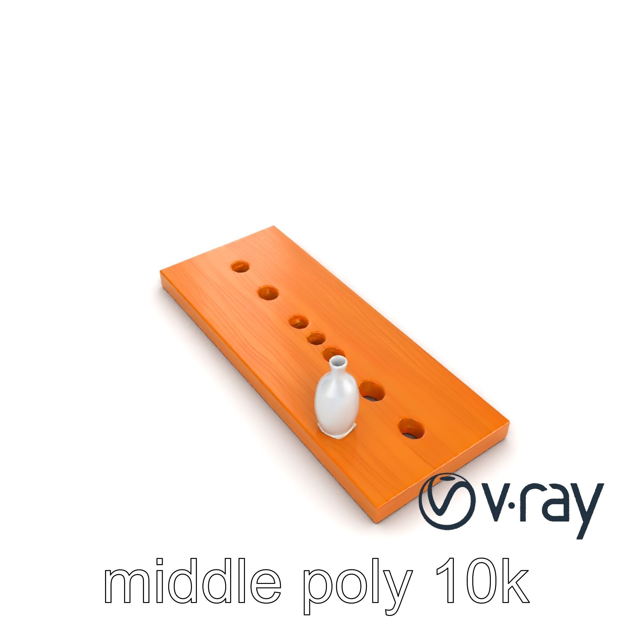 Modern Wooden Wall Shelf with Vase model pack Low-poly 3D model_14