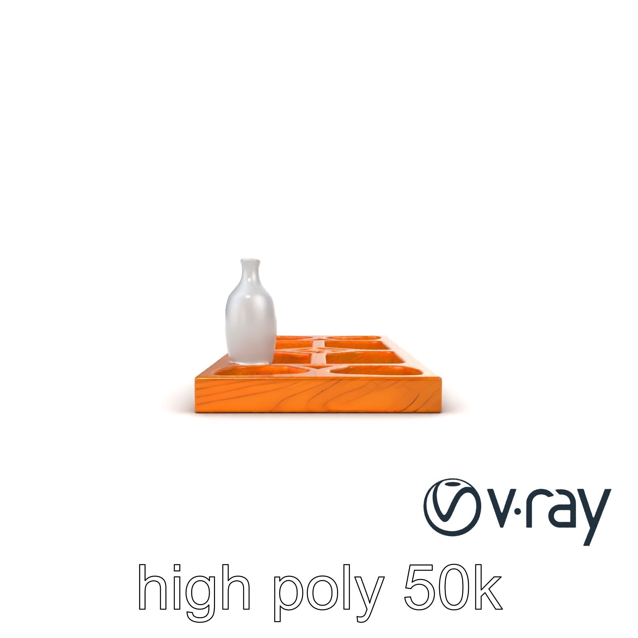 Modern Wooden Wall Shelf with Vase model pack Low-poly 3D model_32