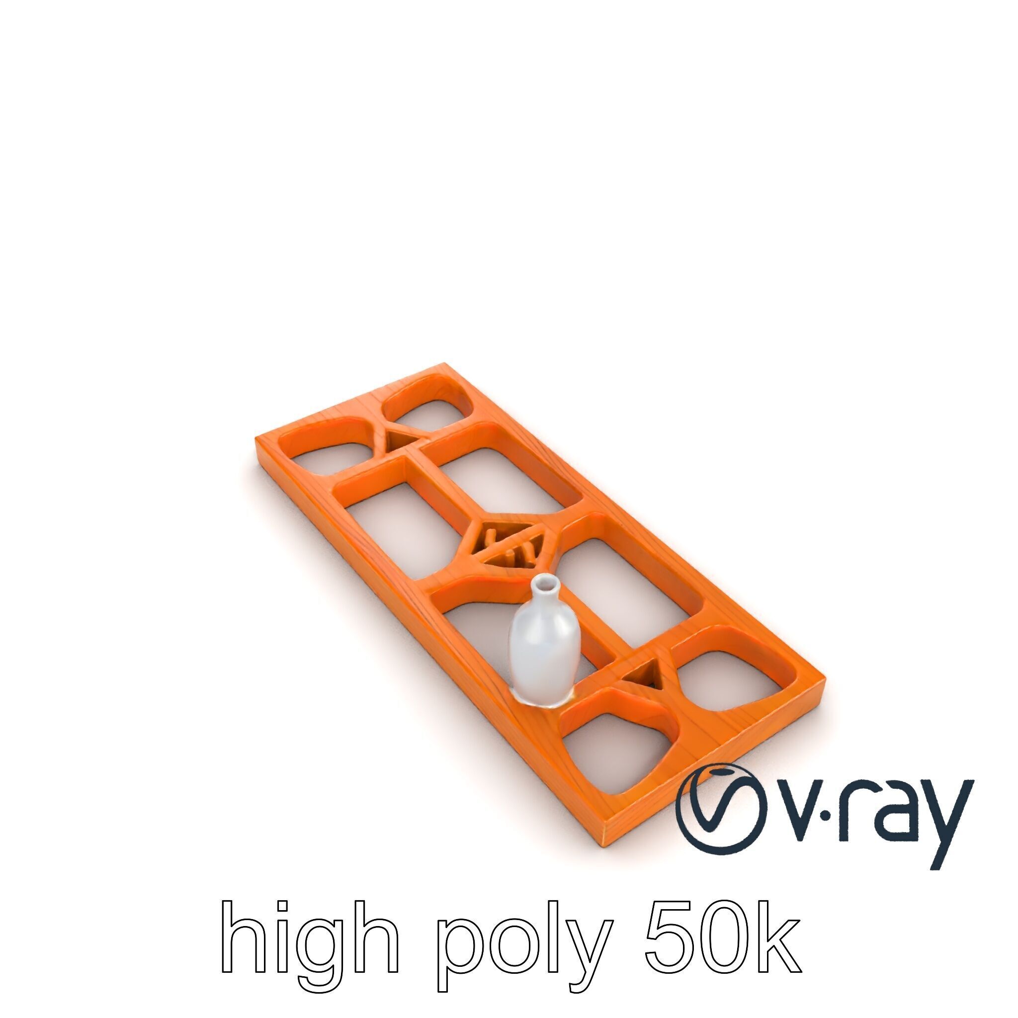 Modern Wooden Wall Shelf with Vase model pack Low-poly 3D model_31