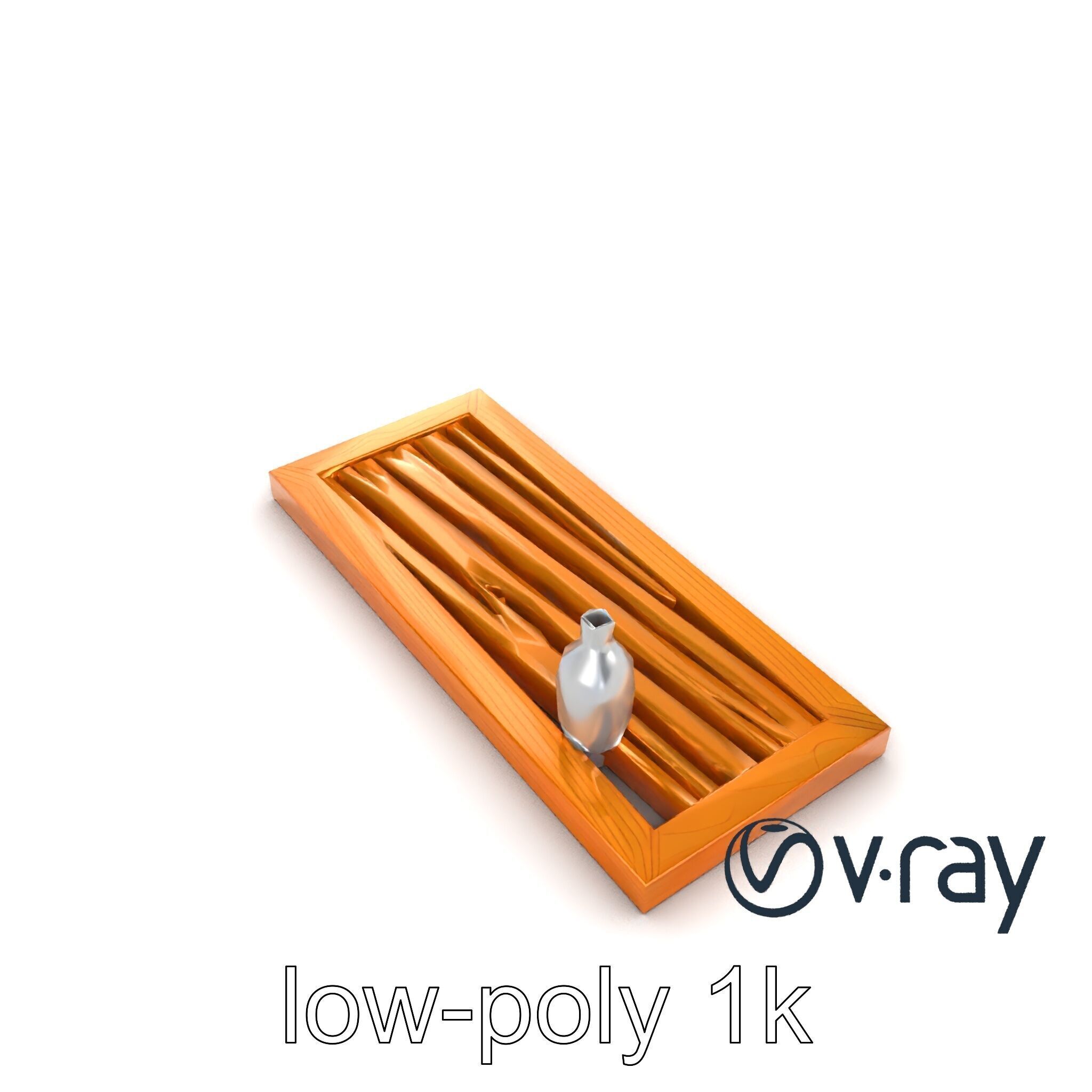 Modern Wooden Wall Shelf with Vase model pack Low-poly 3D model_35