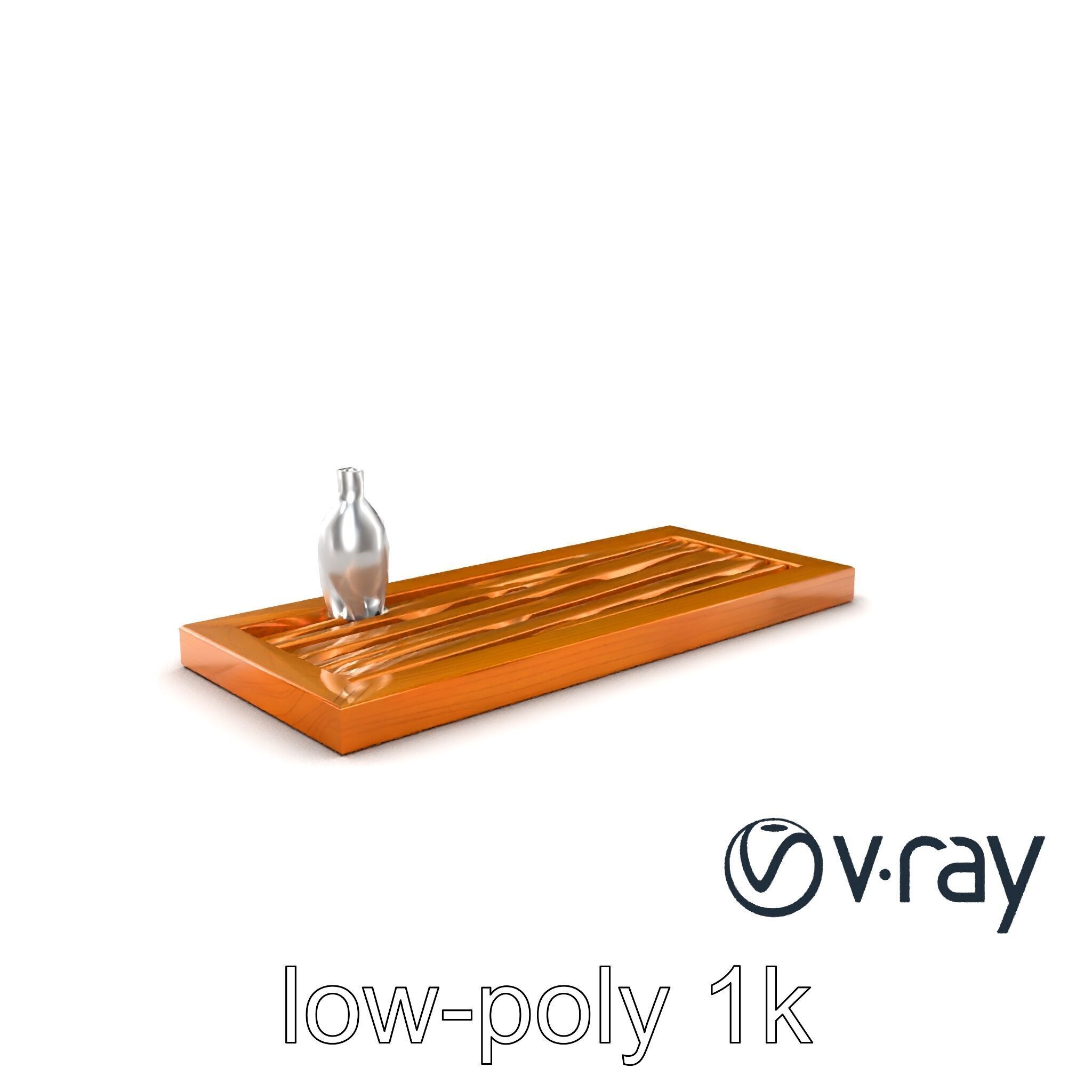 Modern Wooden Wall Shelf with Vase model pack Low-poly 3D model_10