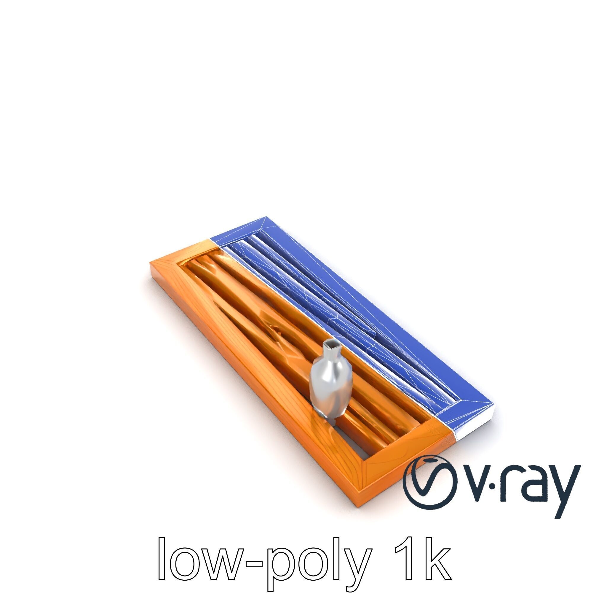 Modern Wooden Wall Shelf with Vase model pack Low-poly 3D model_26