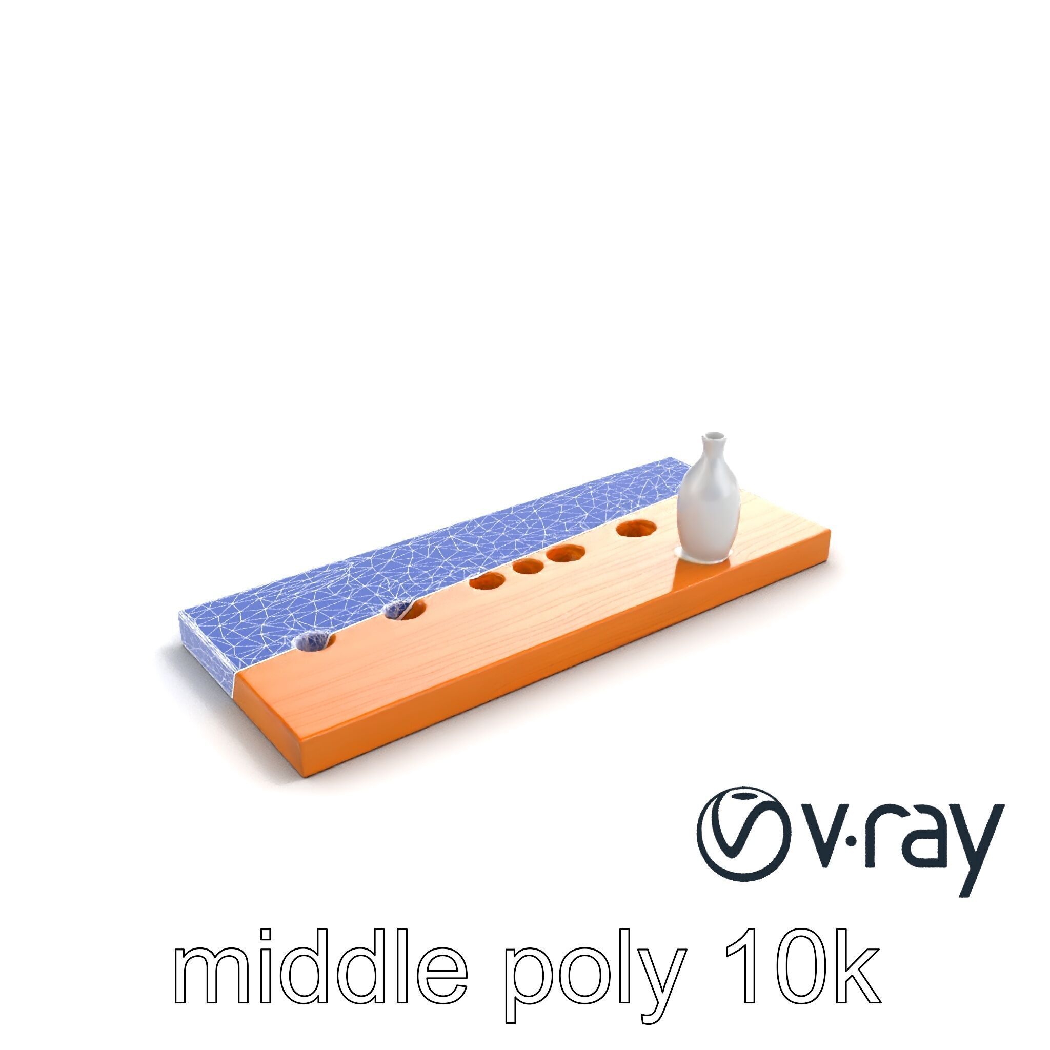 Modern Wooden Wall Shelf with Vase model pack Low-poly 3D model_24