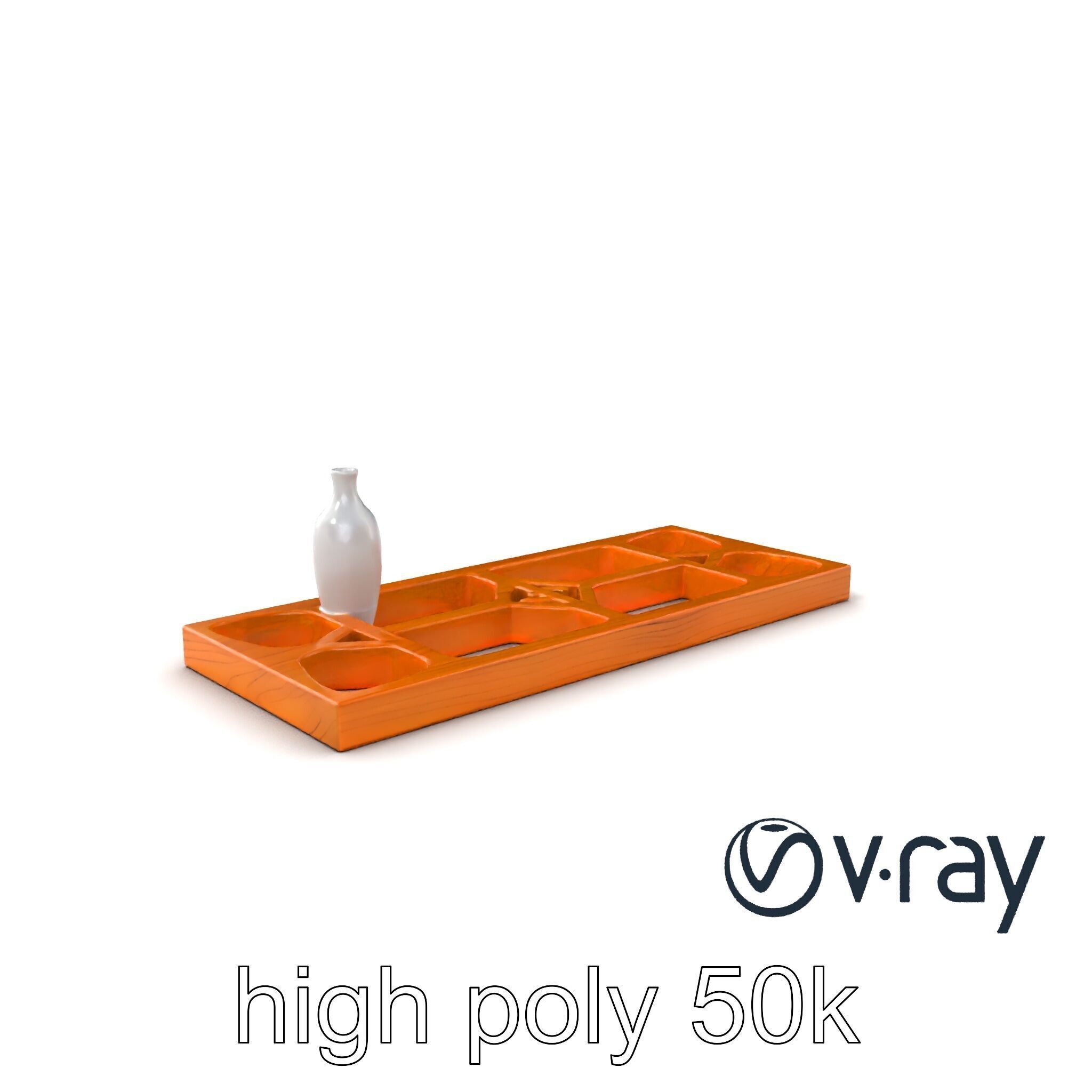 Modern Wooden Wall Shelf with Vase model pack Low-poly 3D model_8