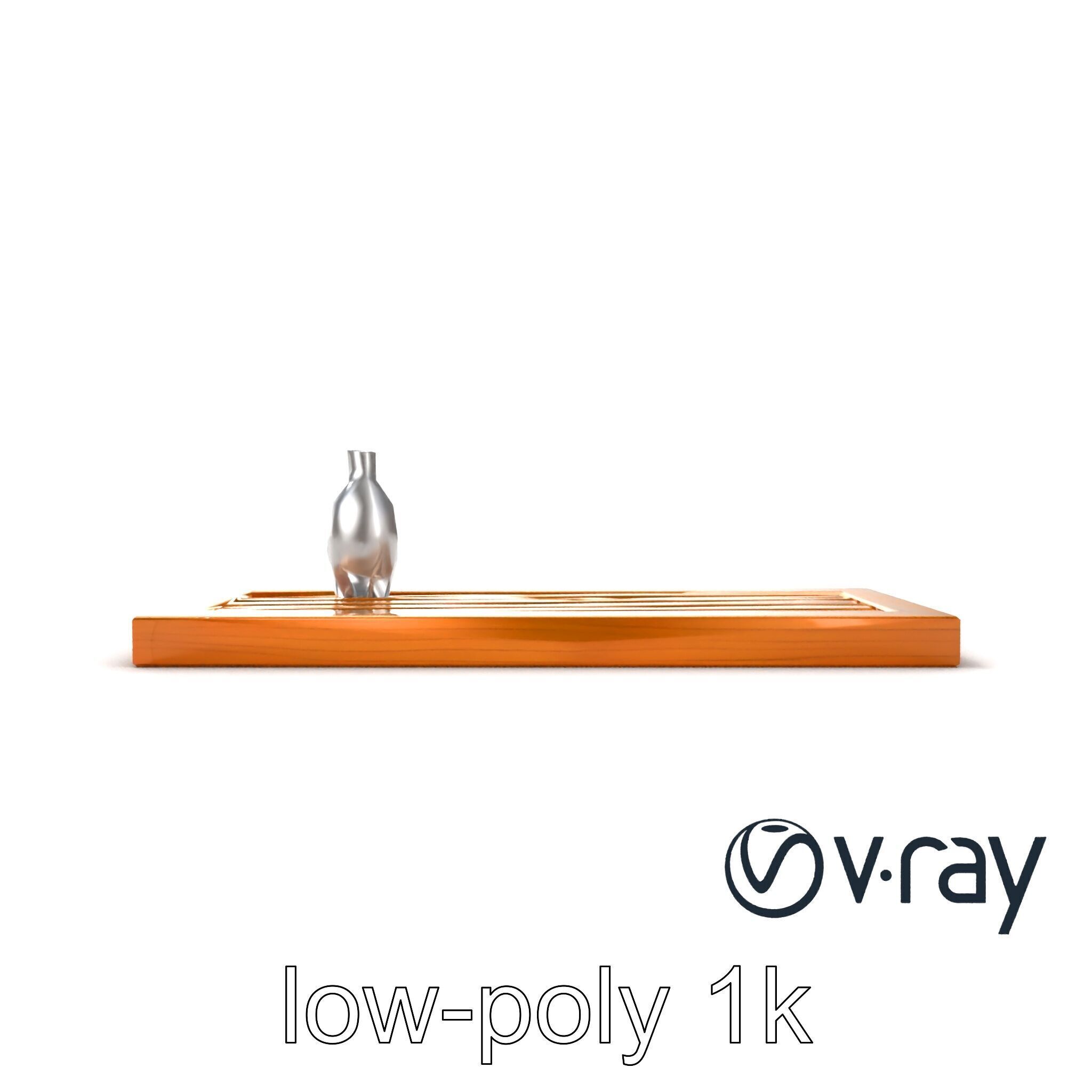 Modern Wooden Wall Shelf with Vase model pack Low-poly 3D model_16