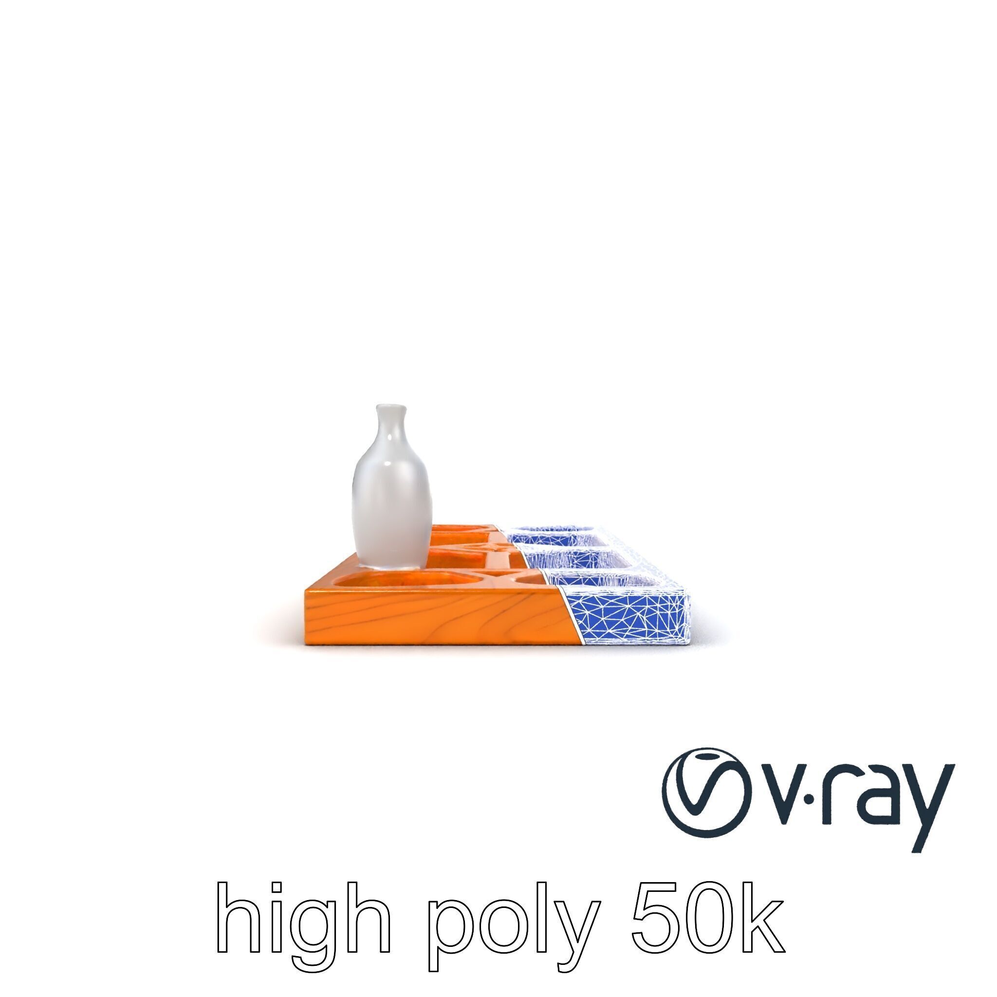 Modern Wooden Wall Shelf with Vase model pack Low-poly 3D model_20