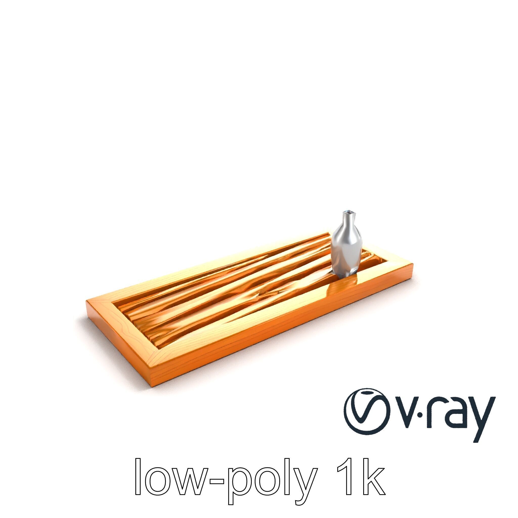 Modern Wooden Wall Shelf with Vase model pack Low-poly 3D model_13
