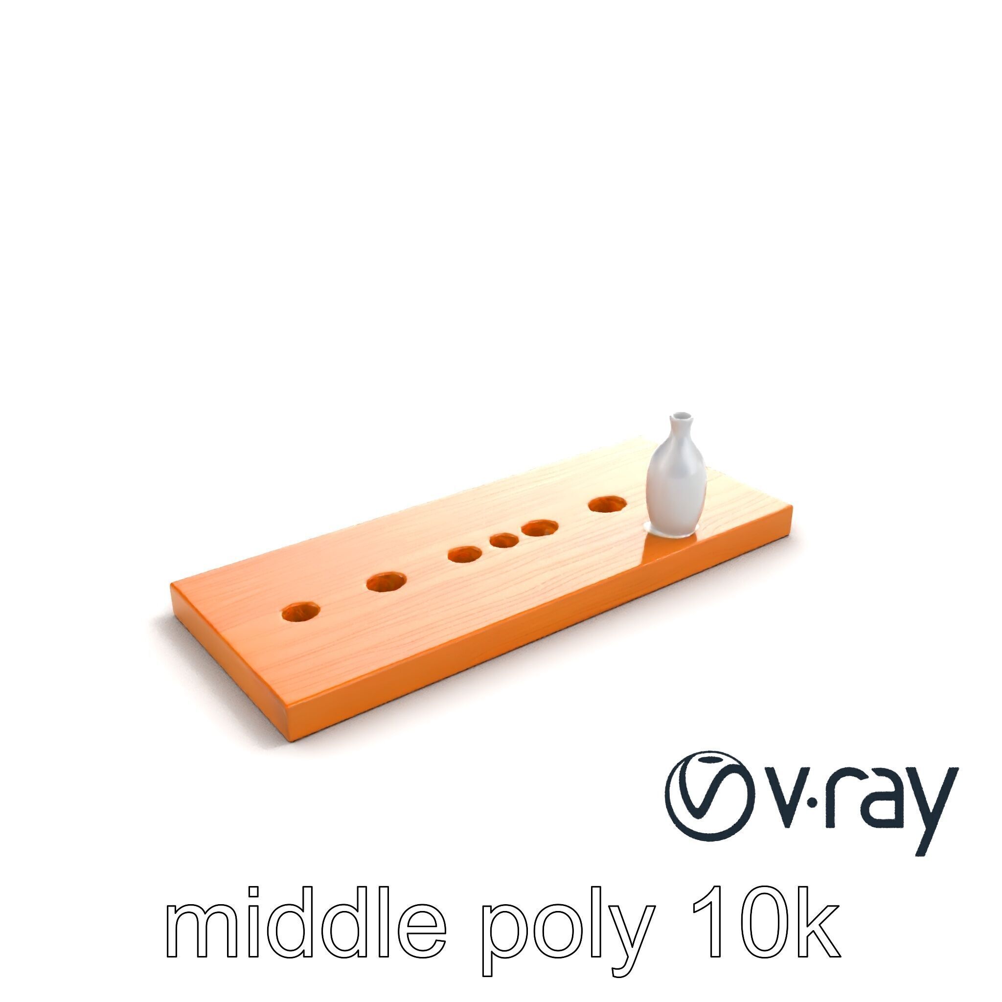 Modern Wooden Wall Shelf with Vase model pack Low-poly 3D model_12