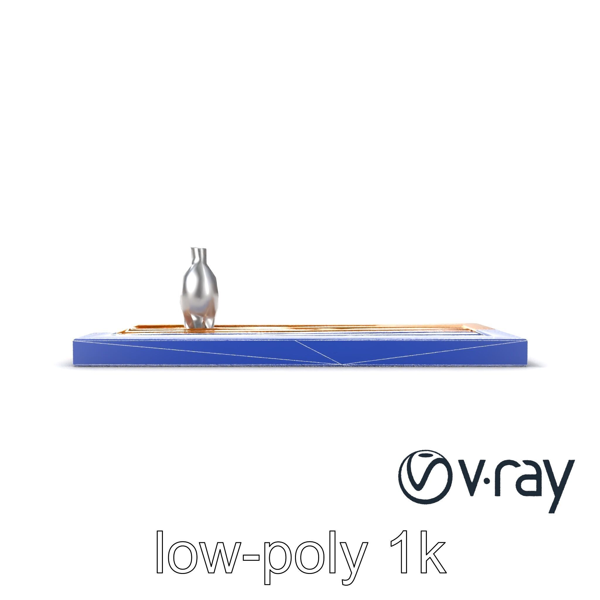 Modern Wooden Wall Shelf with Vase model pack Low-poly 3D model_34