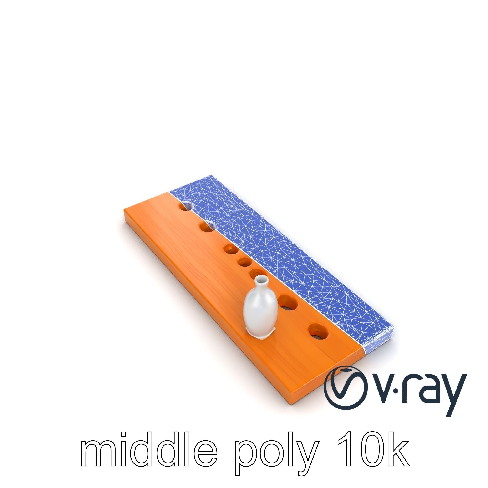 Modern Wooden Wall Shelf with Vase model pack Low-poly 3D model_28