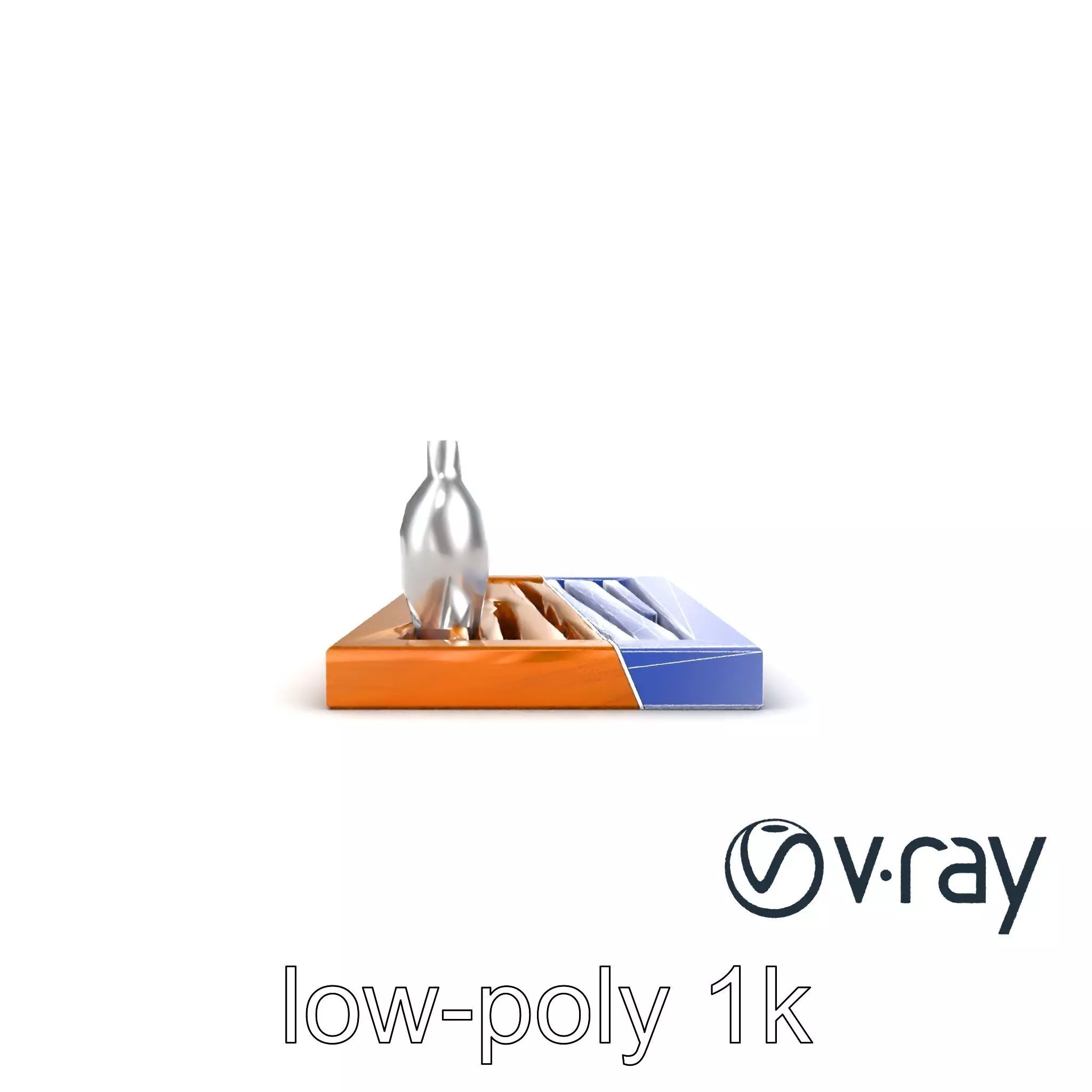 Modern Wooden Wall Shelf with Vase model pack Low-poly 3D model_0