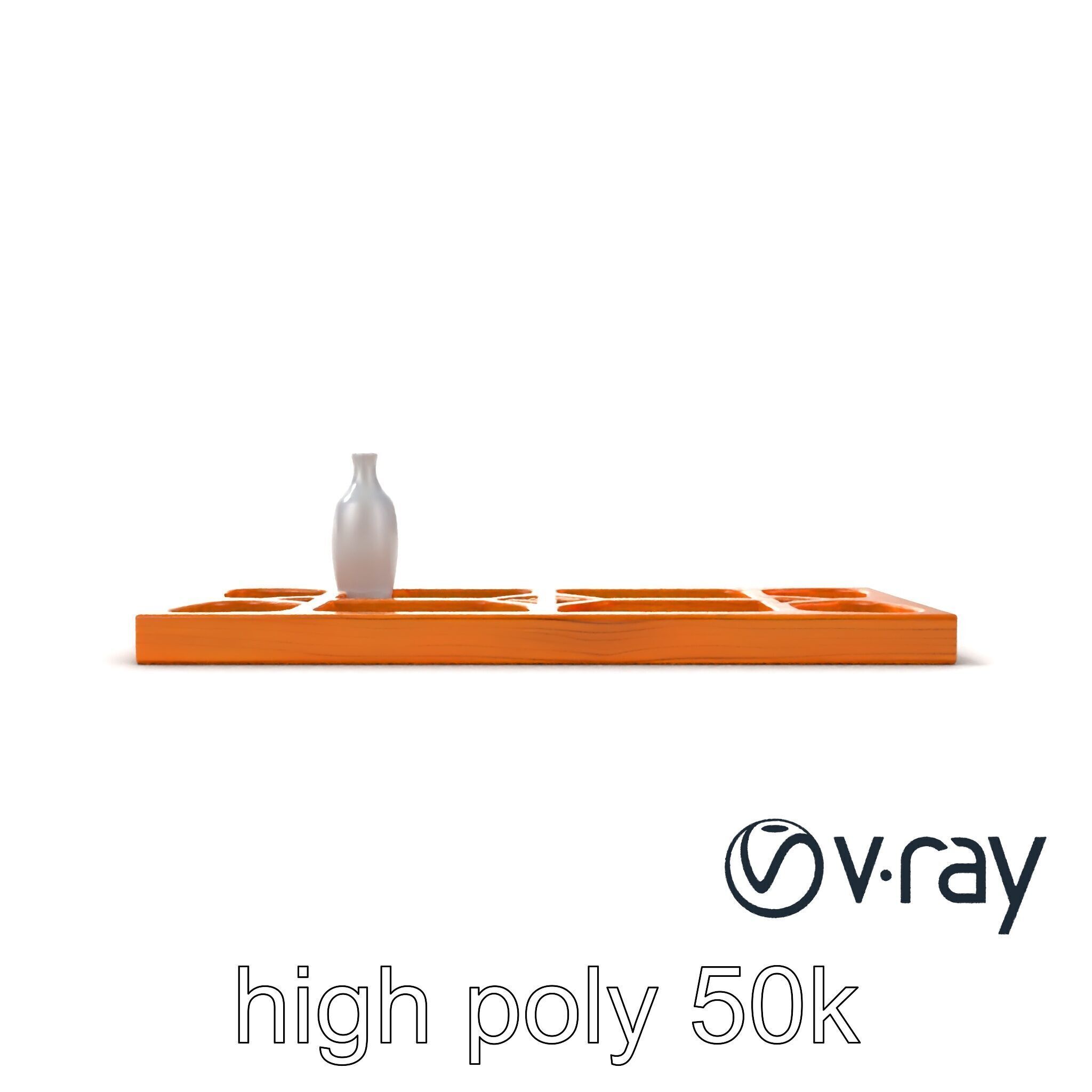 Modern Wooden Wall Shelf with Vase model pack Low-poly 3D model_19