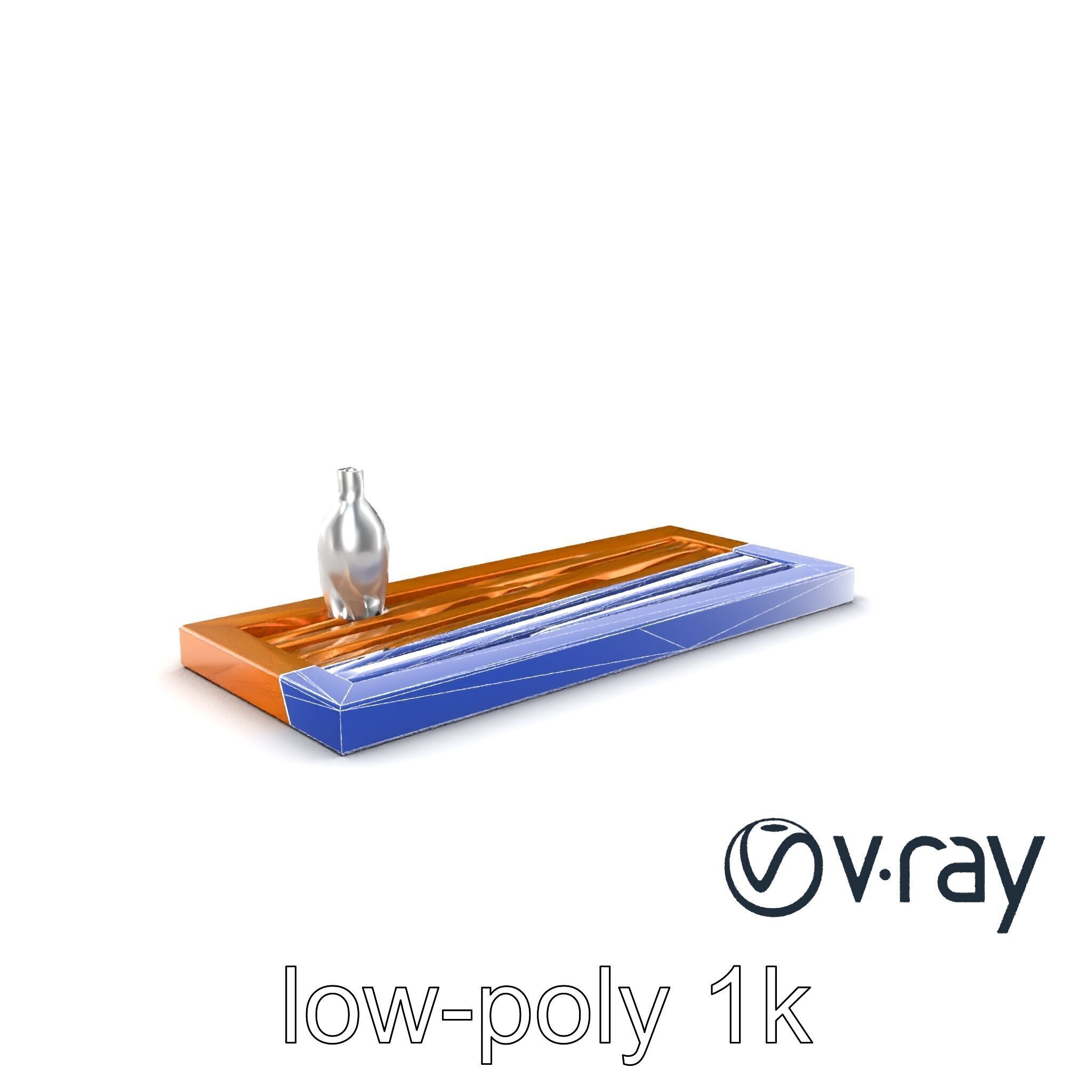 Modern Wooden Wall Shelf with Vase model pack Low-poly 3D model_23