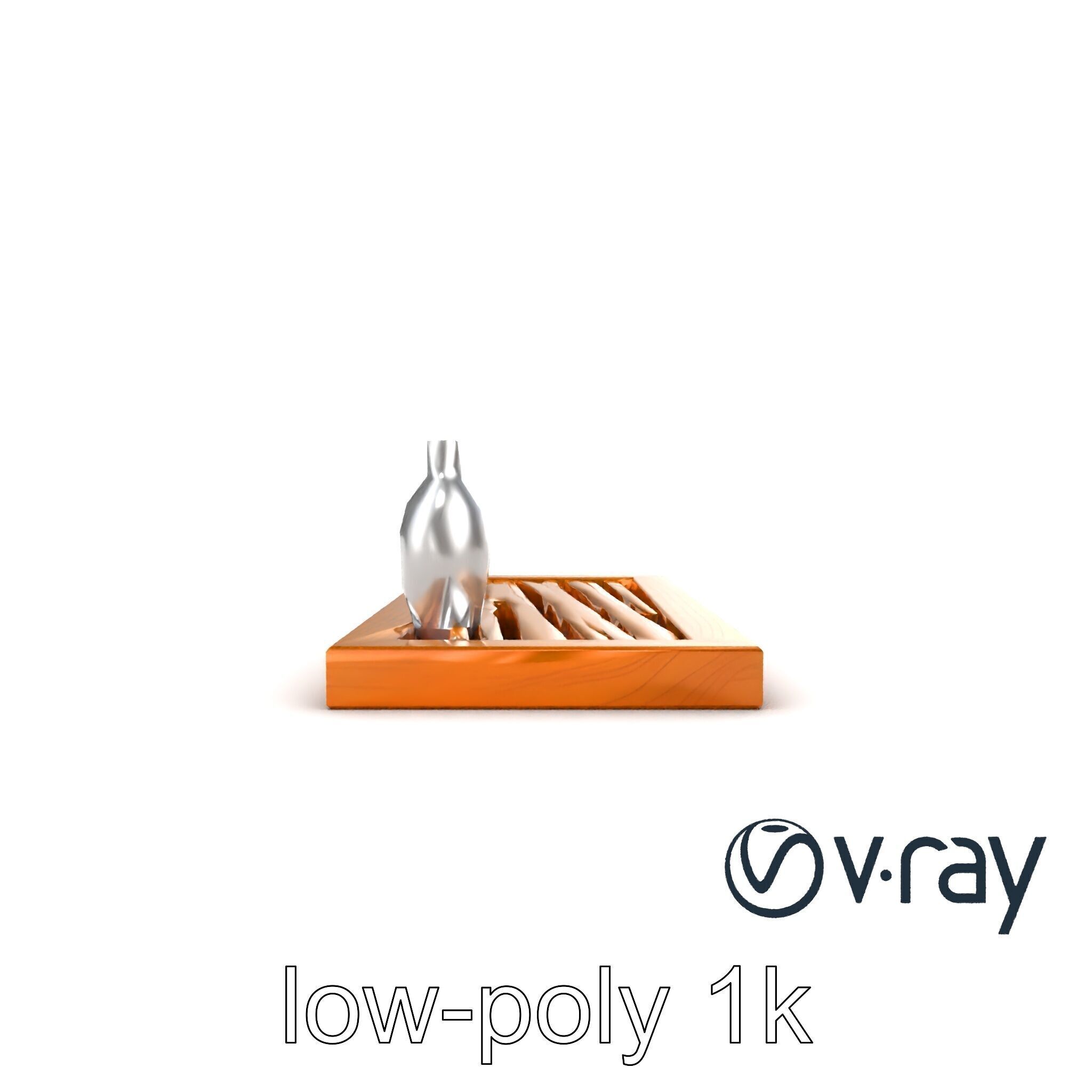 Modern Wooden Wall Shelf with Vase model pack Low-poly 3D model_30