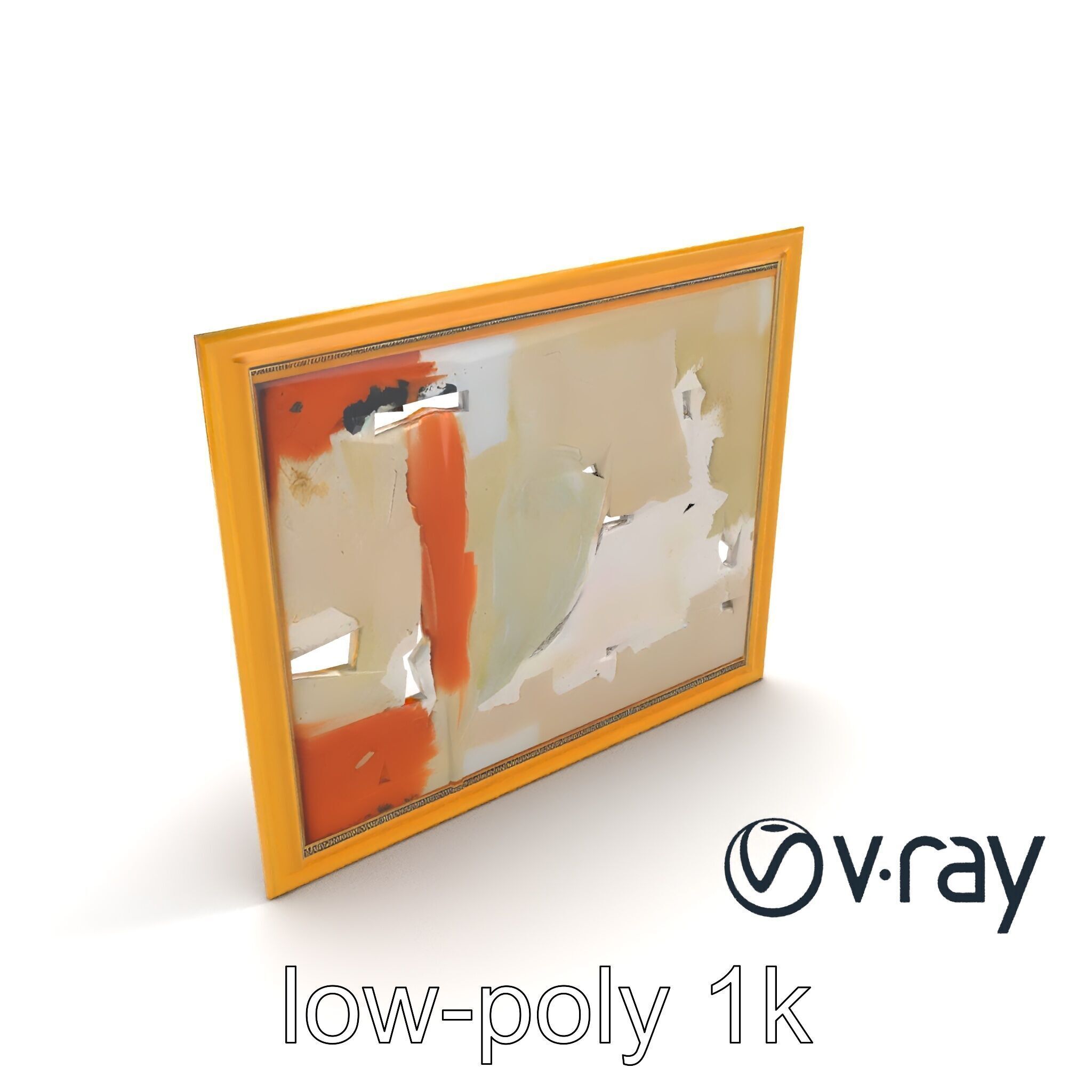 Abstract Art Gold Frame Painting model pack Low-poly 3D model_13
