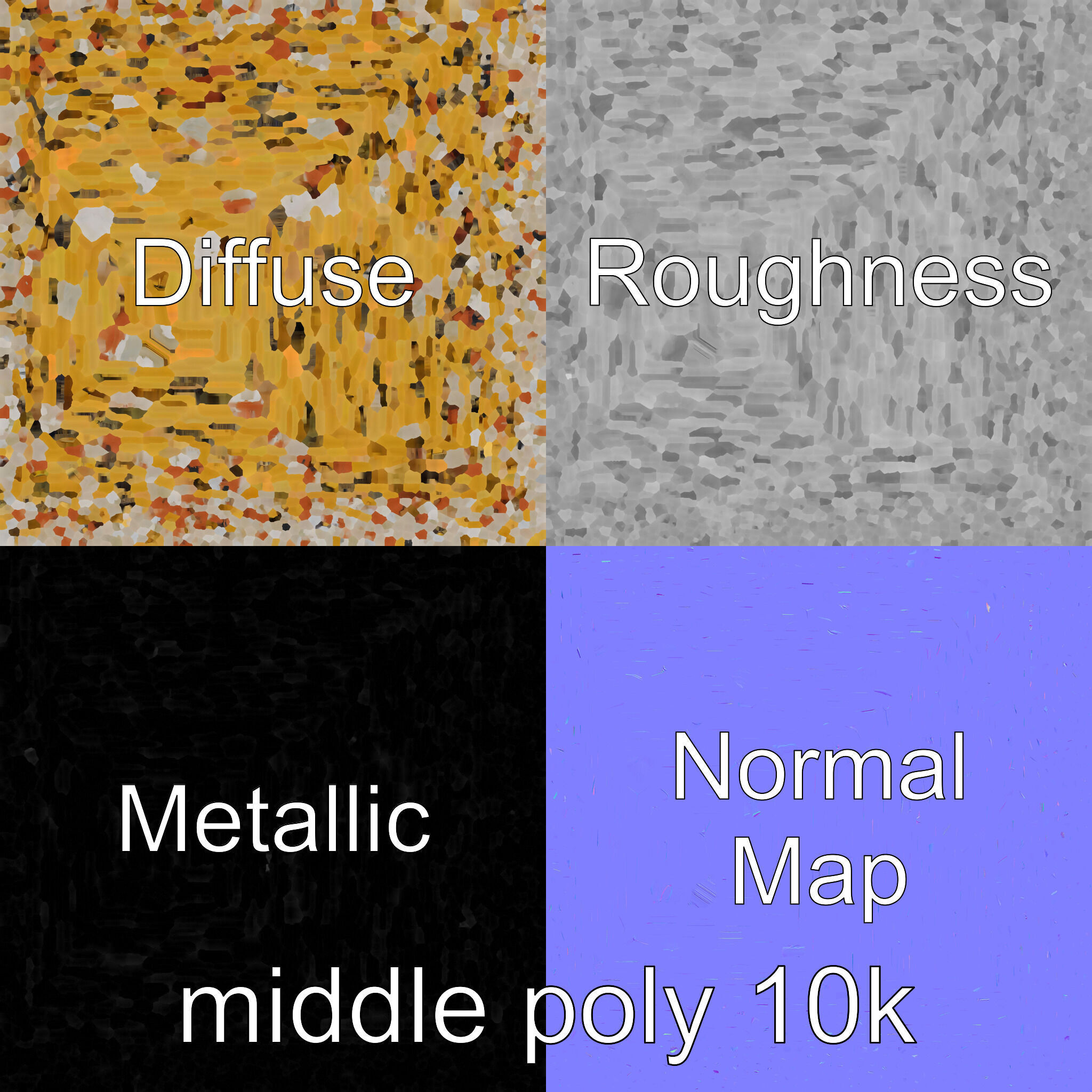 Abstract Art Gold Frame Painting model pack Low-poly 3D model_4