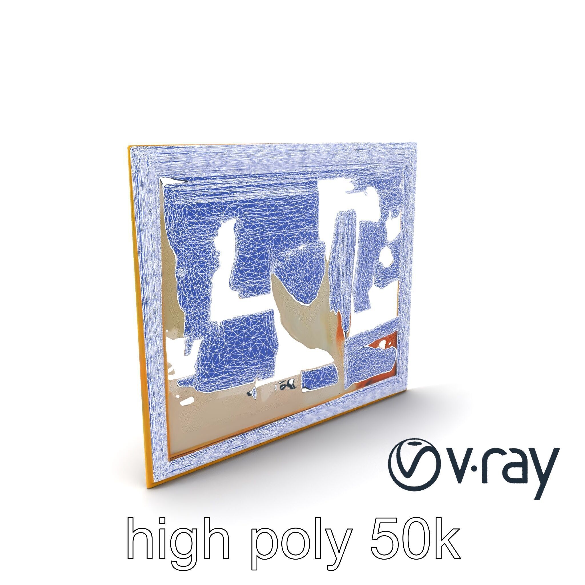 Abstract Art Gold Frame Painting model pack Low-poly 3D model_29