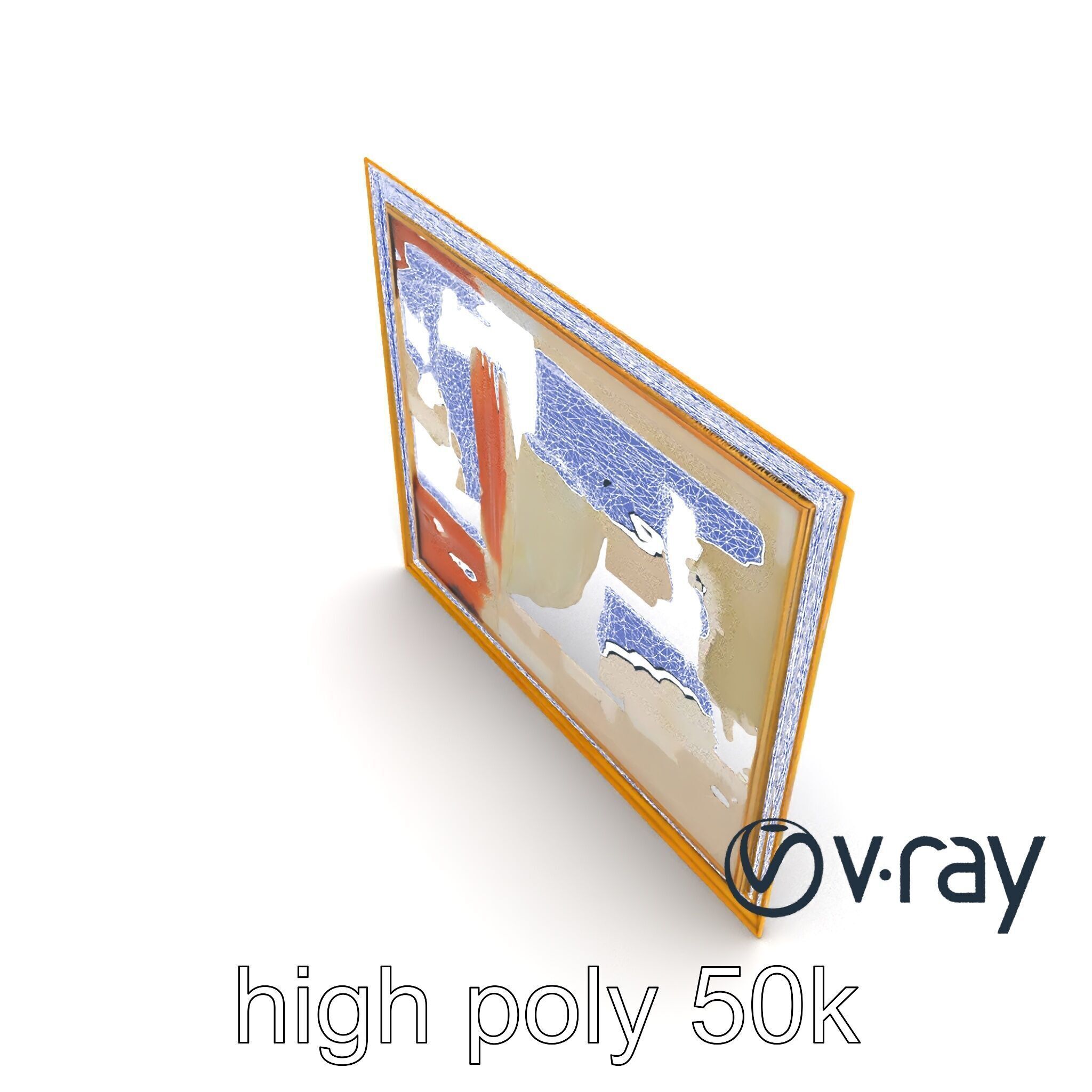 Abstract Art Gold Frame Painting model pack Low-poly 3D model_23