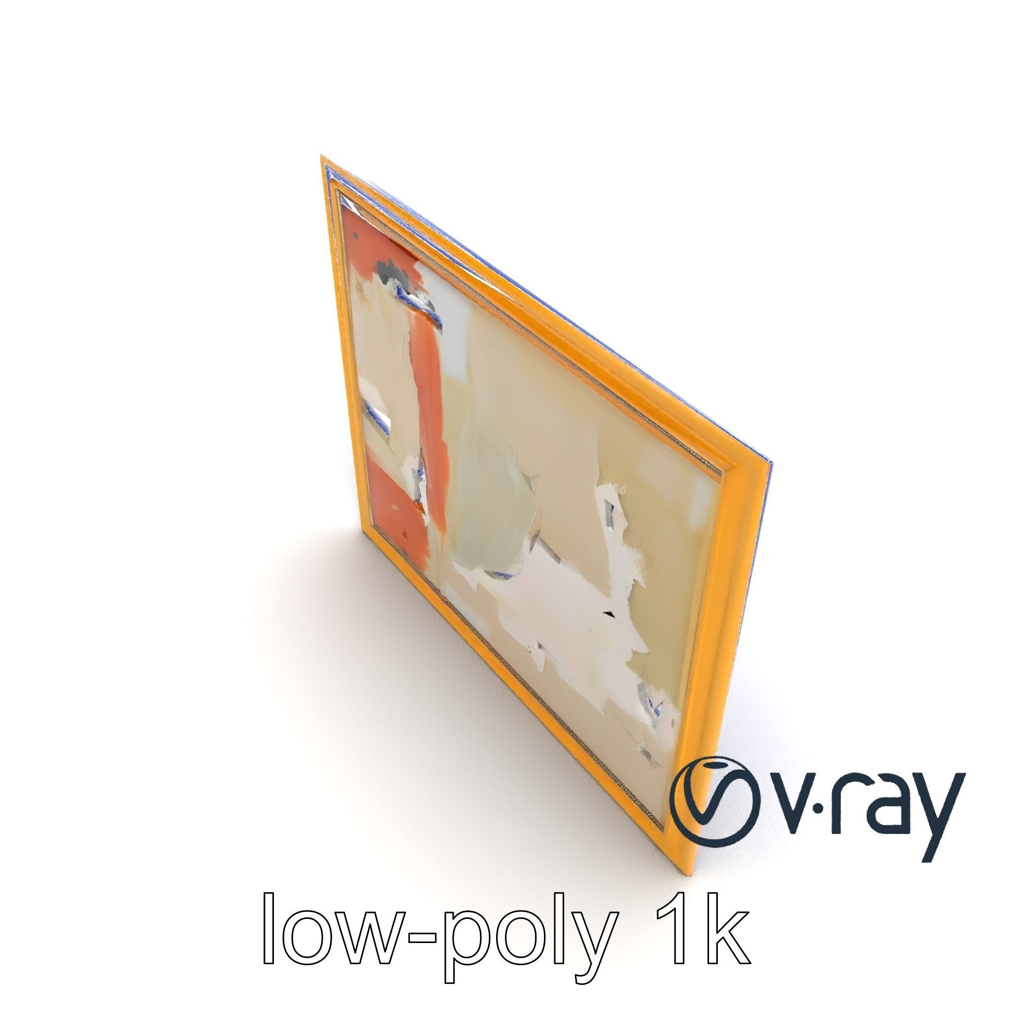 Abstract Art Gold Frame Painting model pack Low-poly 3D model_33