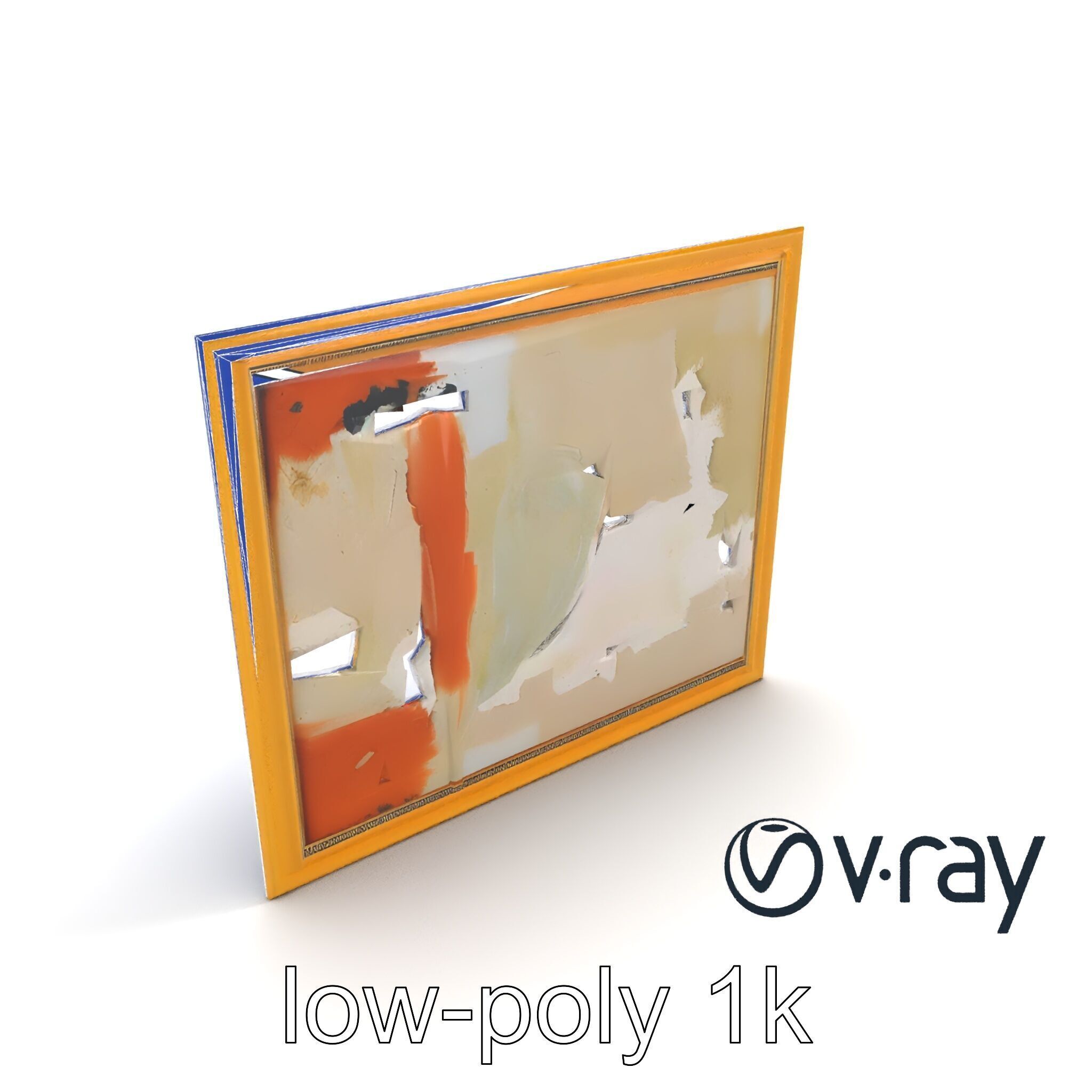 Abstract Art Gold Frame Painting model pack Low-poly 3D model_14