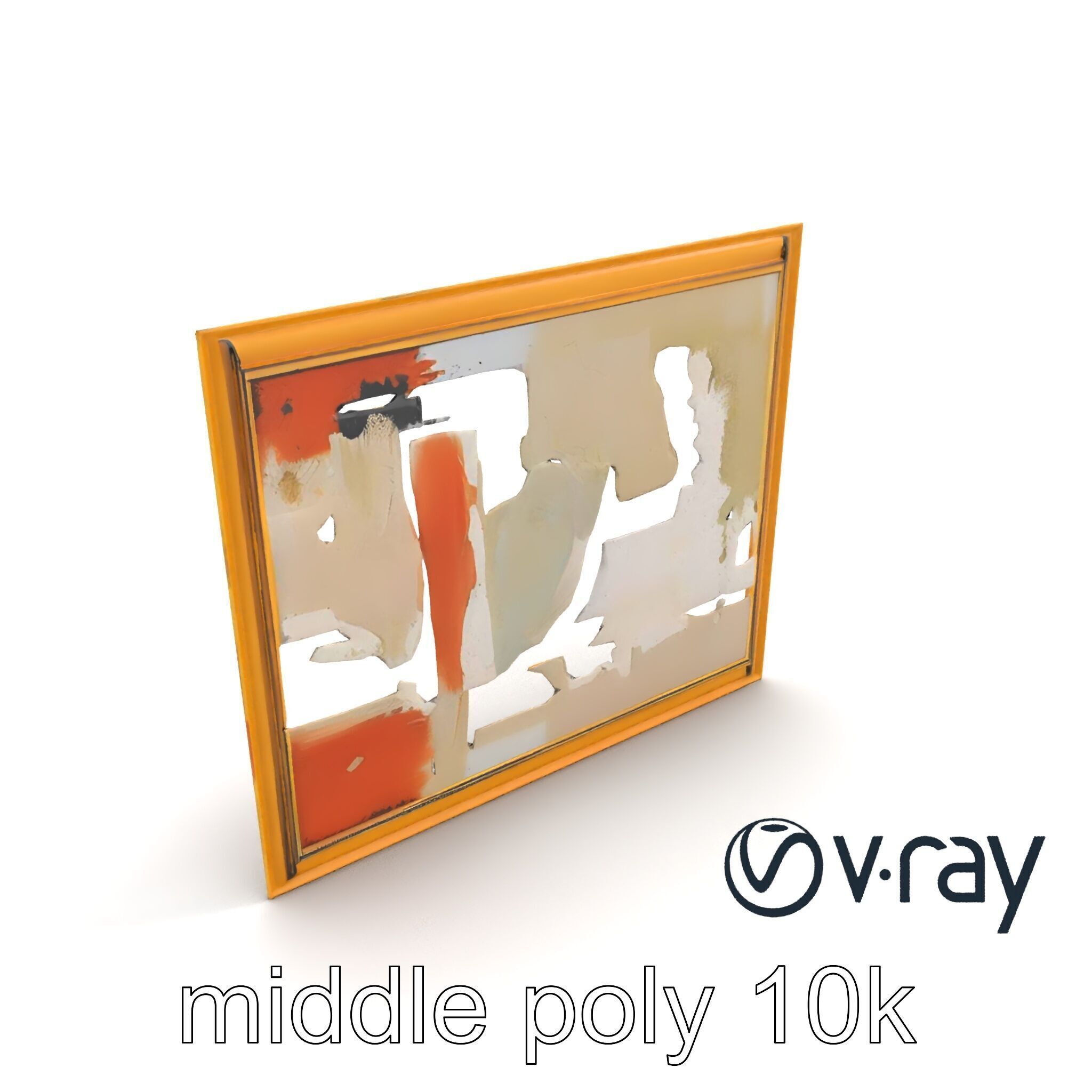 Abstract Art Gold Frame Painting model pack Low-poly 3D model_12
